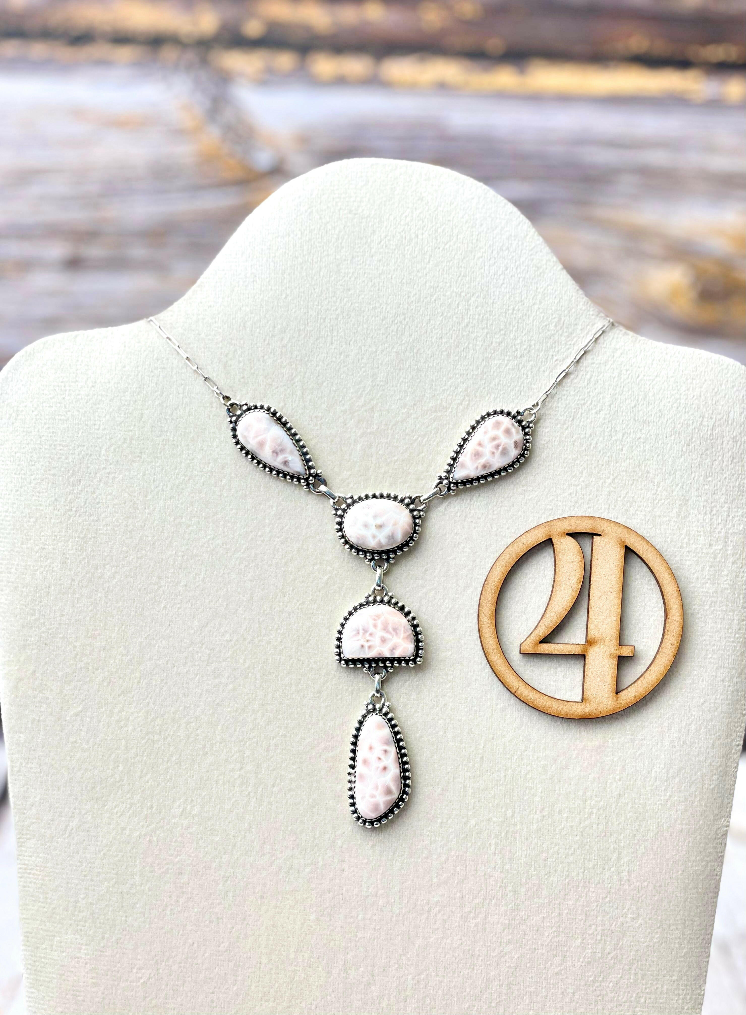 Pink Larimar Lariat Necklaces-Necklaces-Krush Kandy, Women's Online Fashion Boutique Located in Phoenix, Arizona (Scottsdale Area)