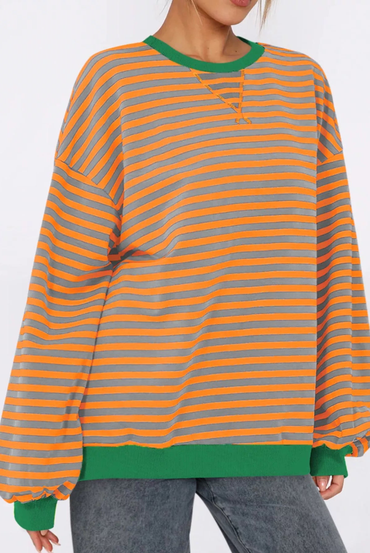 Striped Round Neck Long Sleeve Sweatshirt-Sweatshirt-Krush Kandy, Women's Online Fashion Boutique Located in Phoenix, Arizona (Scottsdale Area)