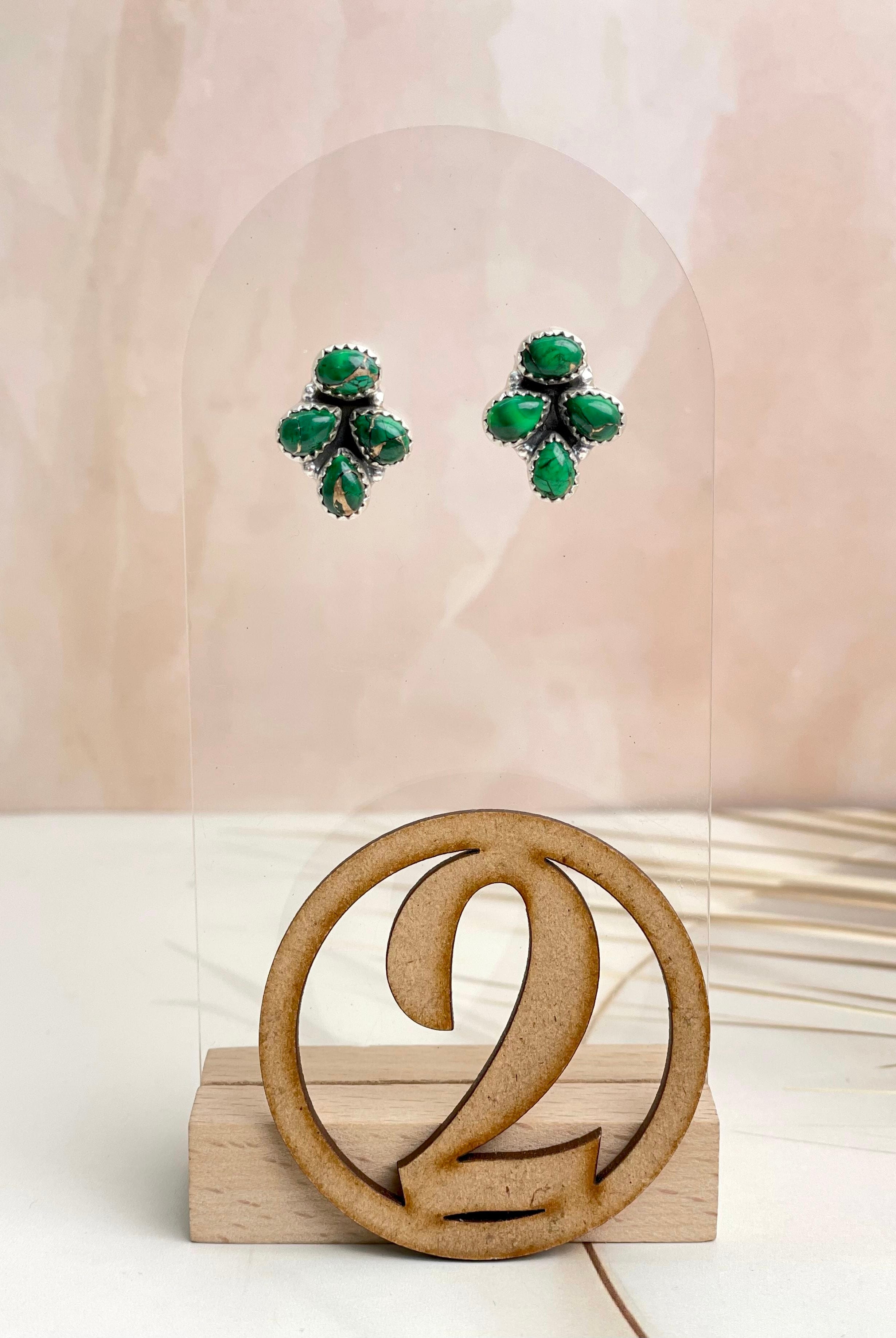 Irish Green Dahlia Studs sno 3.-Earrings-Krush Kandy, Women's Online Fashion Boutique Located in Phoenix, Arizona (Scottsdale Area)