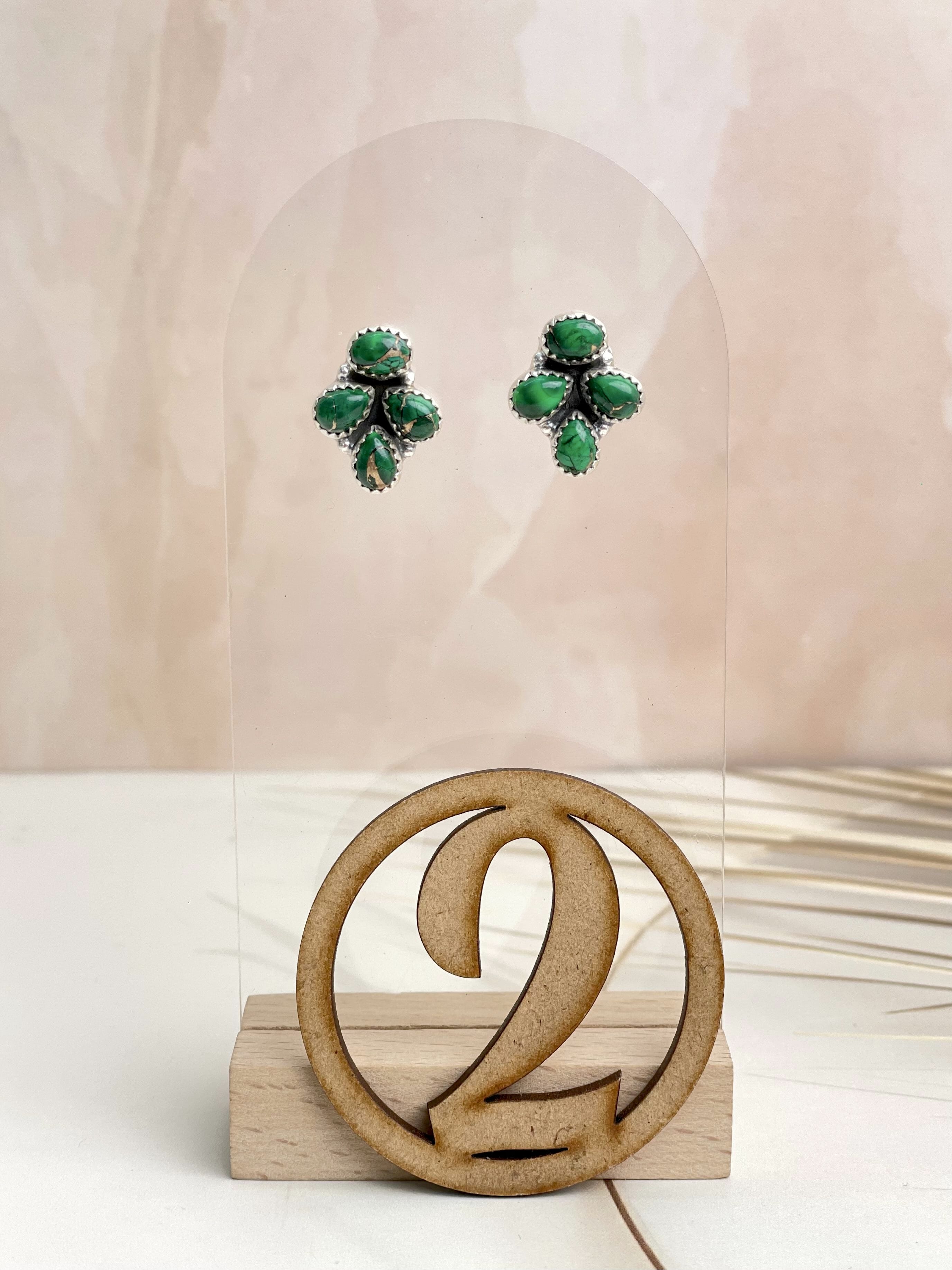 Irish Green Dahlia Studs sno 3.-Earrings-Krush Kandy, Women's Online Fashion Boutique Located in Phoenix, Arizona (Scottsdale Area)
