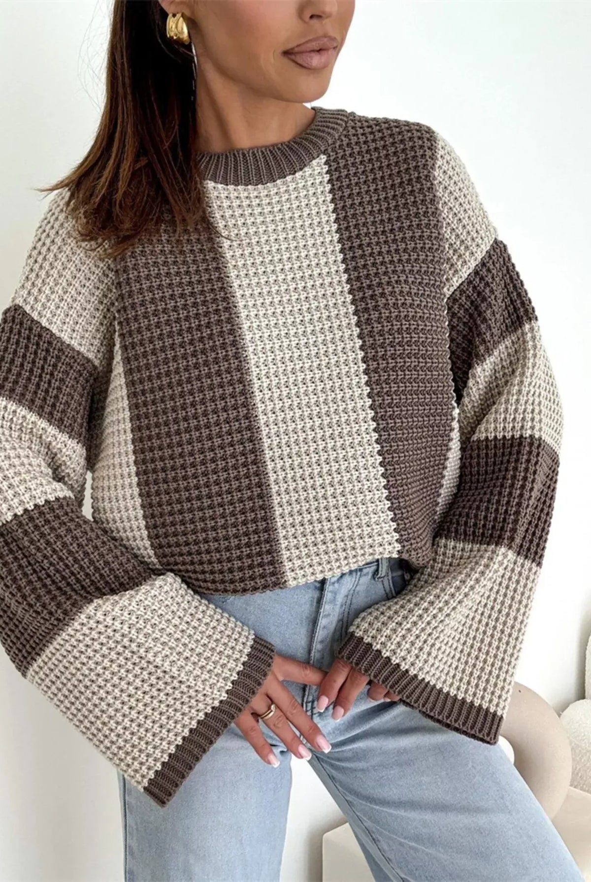 Color Block Long Sleeve Sweater-Sweater-Krush Kandy, Women's Online Fashion Boutique Located in Phoenix, Arizona (Scottsdale Area)