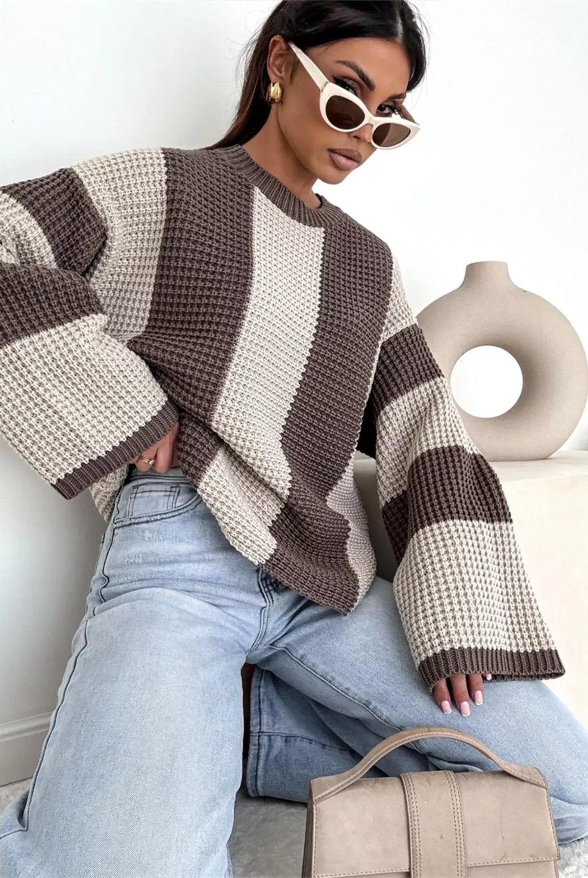 Color Block Long Sleeve Sweater-Sweater-Krush Kandy, Women's Online Fashion Boutique Located in Phoenix, Arizona (Scottsdale Area)