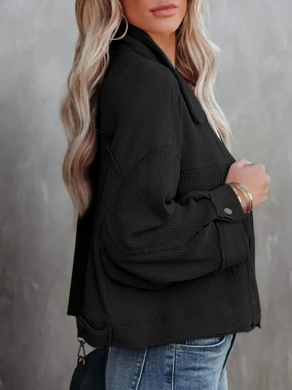 Button Up Long Sleeve Jacket-Jackets-Krush Kandy, Women's Online Fashion Boutique Located in Phoenix, Arizona (Scottsdale Area)