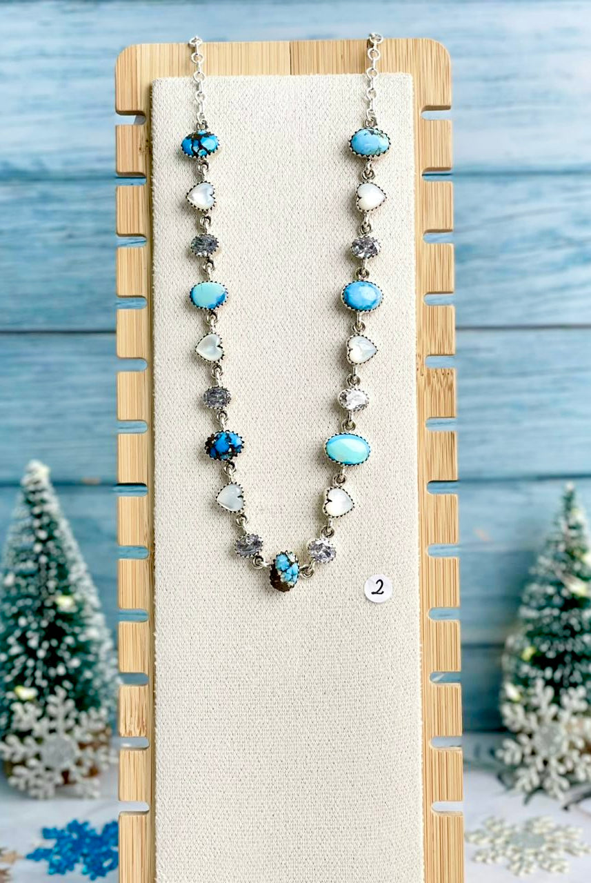 Snowdrift Hearts White Shell, Golden Hills & Crystal Necklace-Necklaces-Krush Kandy, Women's Online Fashion Boutique Located in Phoenix, Arizona (Scottsdale Area)