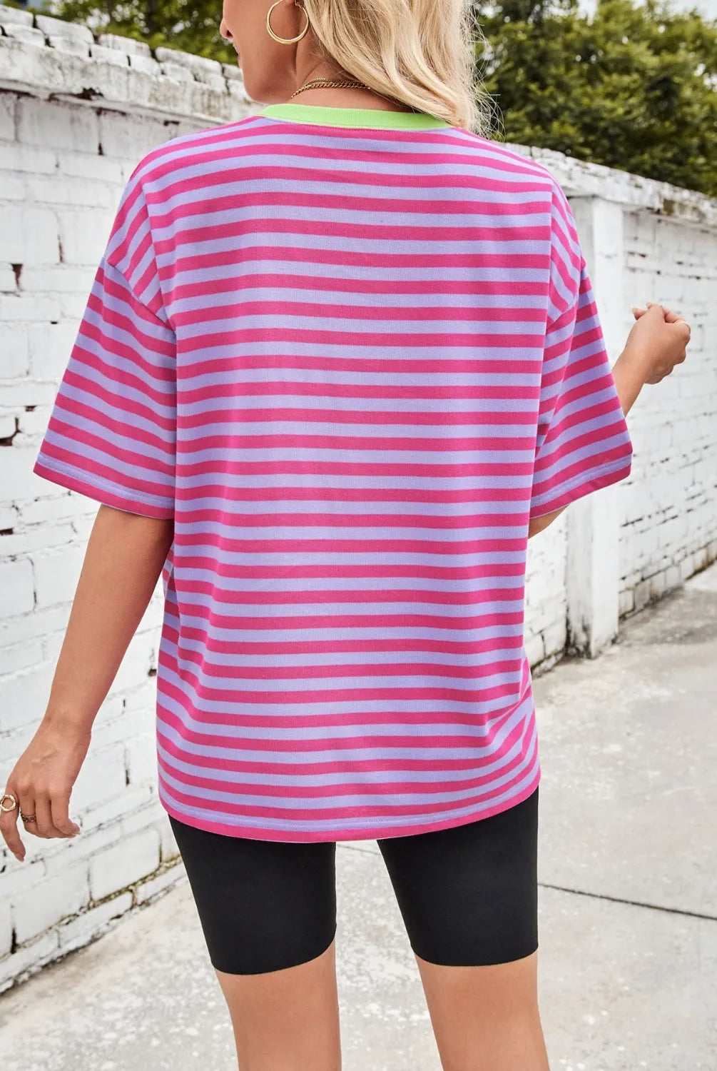 Neon Pop Stripe Oversized Tee-Tops-Krush Kandy, Women's Online Fashion Boutique Located in Phoenix, Arizona (Scottsdale Area)