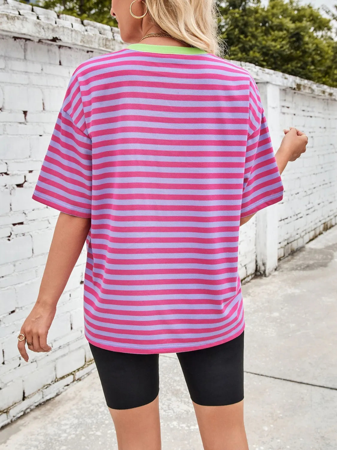 Neon Pop Stripe Oversized Tee-Tops-Krush Kandy, Women's Online Fashion Boutique Located in Phoenix, Arizona (Scottsdale Area)