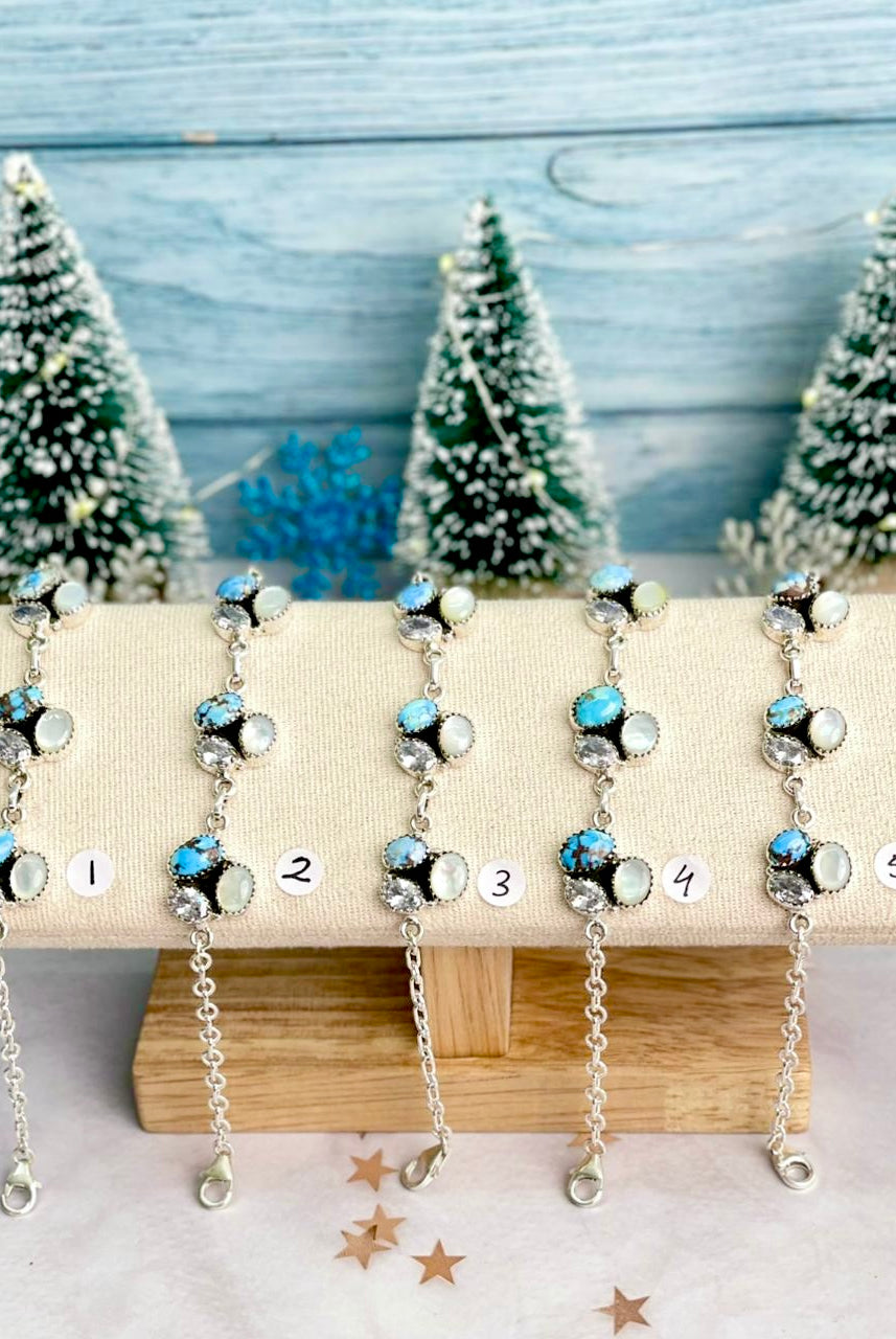 Winter Frost Golden Hills, White Shell & Crystal Bracelet-Bracelets-Krush Kandy, Women's Online Fashion Boutique Located in Phoenix, Arizona (Scottsdale Area)
