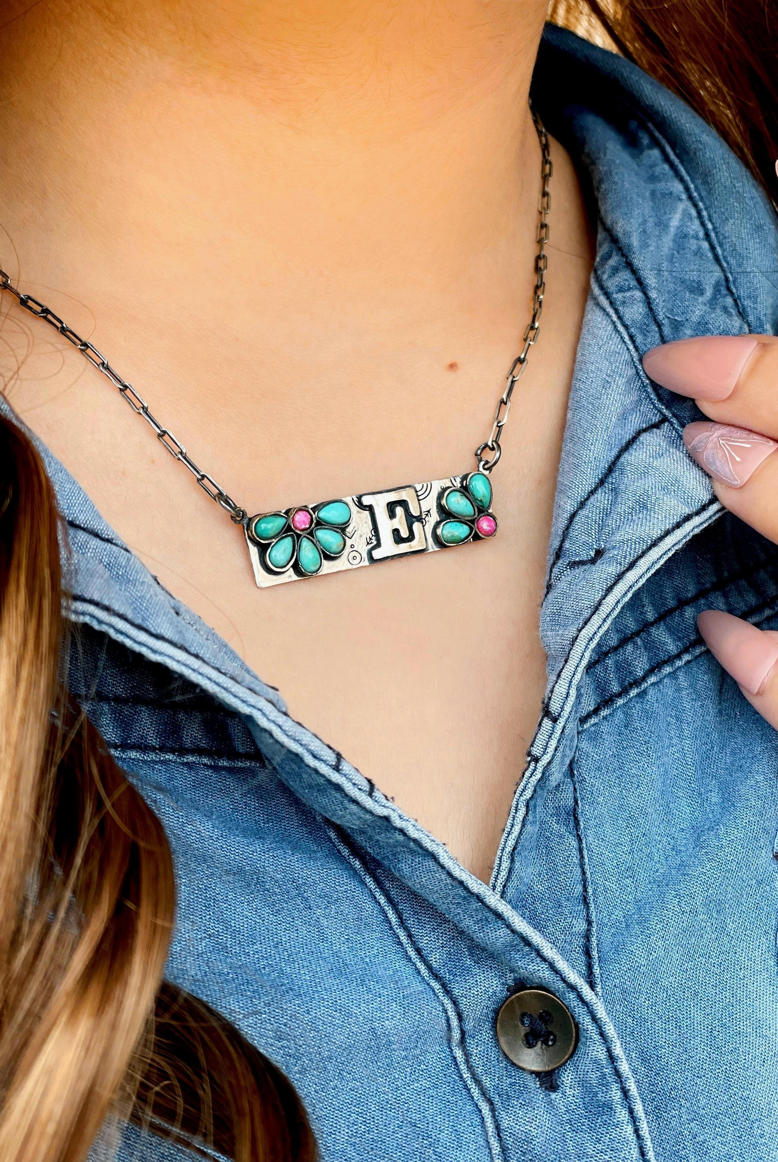 Initial Boho Daisy Bar Chain Necklace - MADE TO ORDER-Chain Necklaces-Krush Kandy, Women's Online Fashion Boutique Located in Phoenix, Arizona (Scottsdale Area)