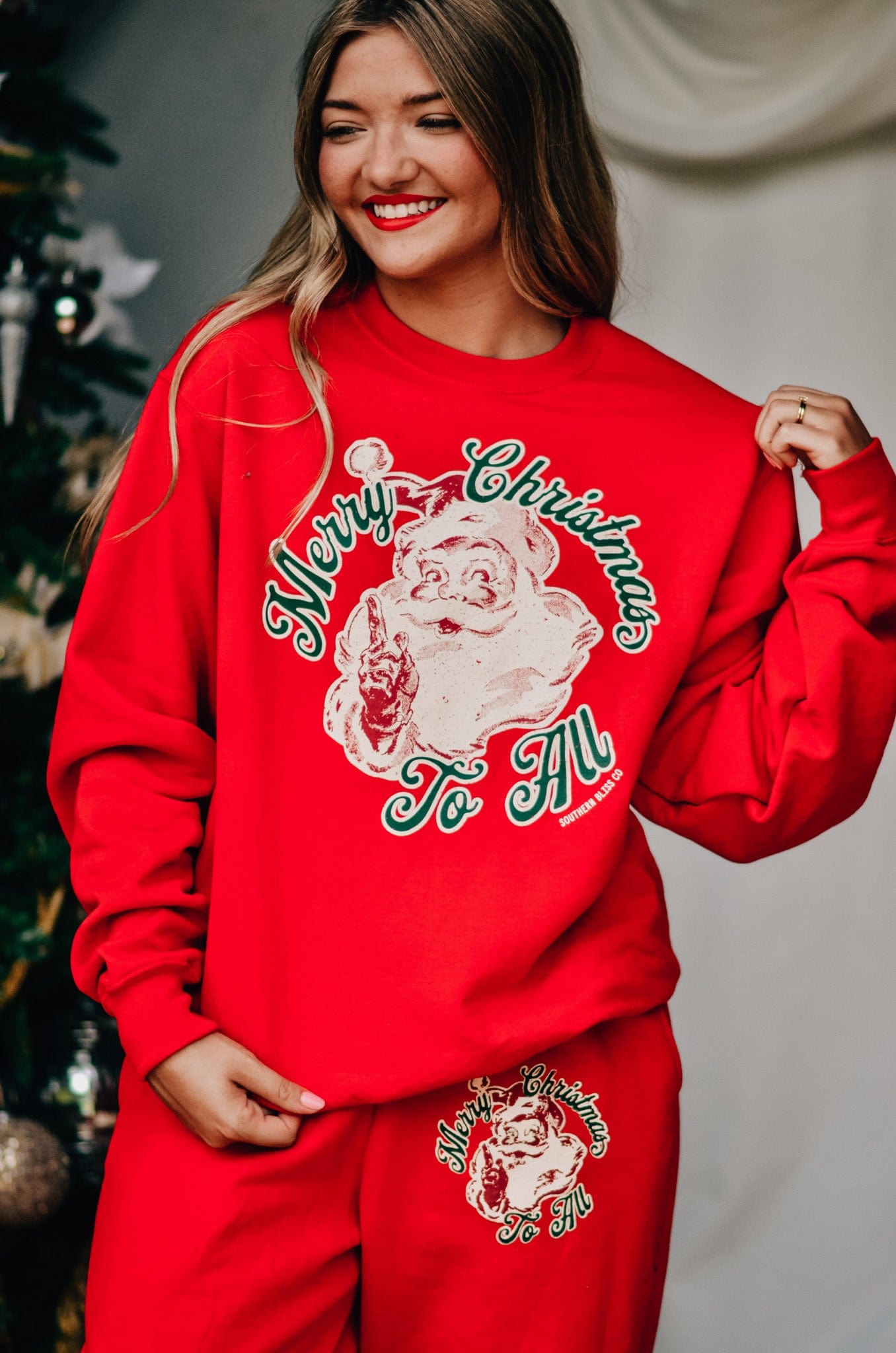 Vintage Santa Red Sweatshirt-Krush Kandy, Women's Online Fashion Boutique Located in Phoenix, Arizona (Scottsdale Area)