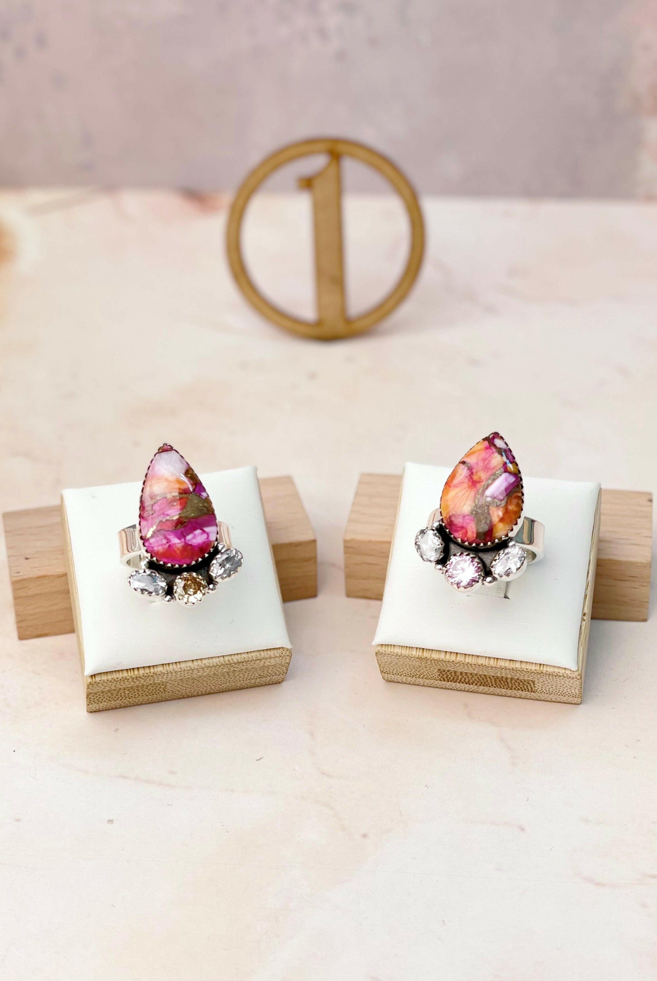 Star Burst and Pink CZ Rings-Rings-Krush Kandy, Women's Online Fashion Boutique Located in Phoenix, Arizona (Scottsdale Area)