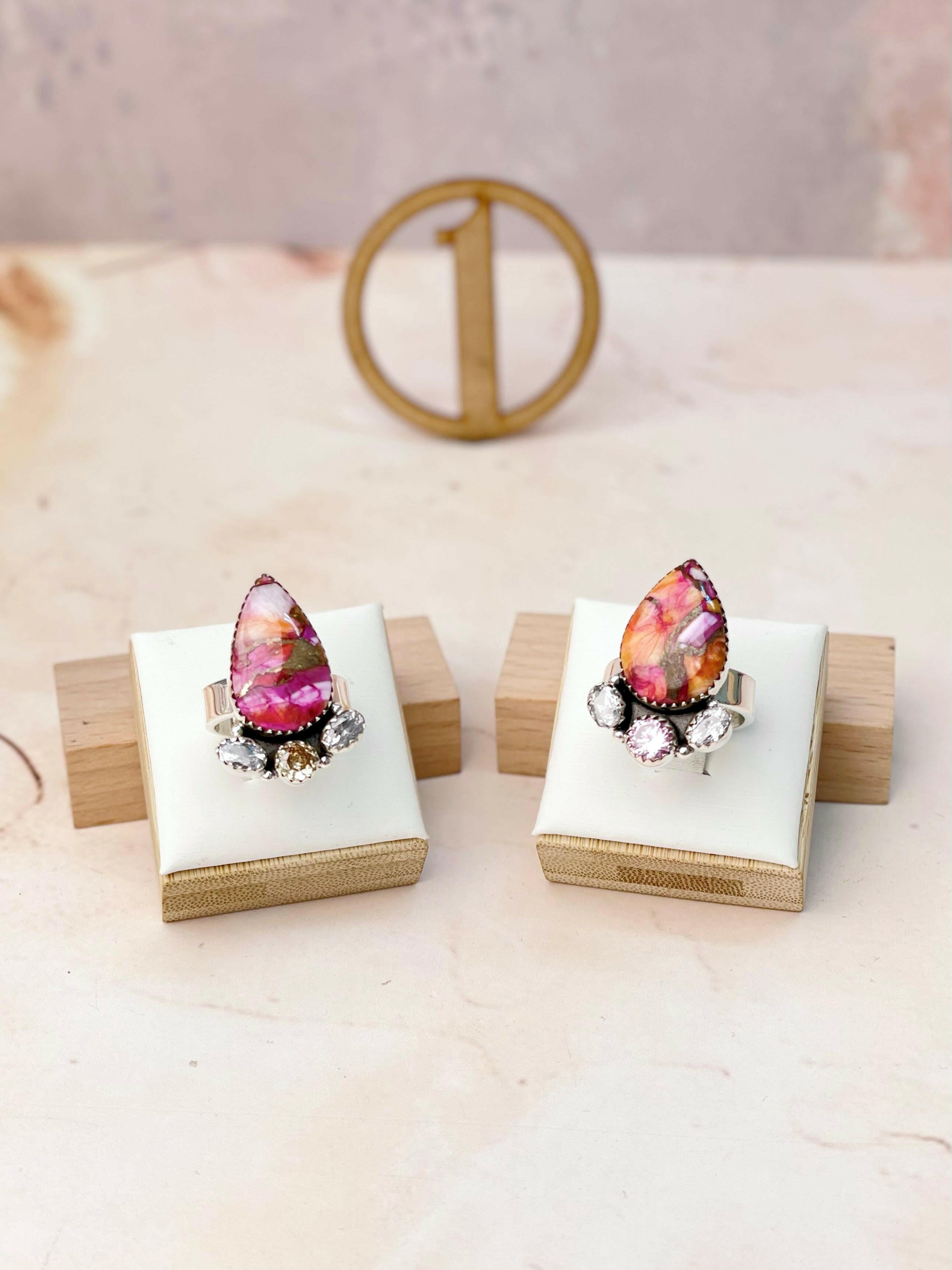 Star Burst and Pink CZ Rings-Rings-Krush Kandy, Women's Online Fashion Boutique Located in Phoenix, Arizona (Scottsdale Area)