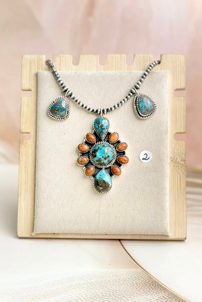 Desert Pearl Persian Turquoise & Orange Mohave Necklaces-Necklaces-Krush Kandy, Women's Online Fashion Boutique Located in Phoenix, Arizona (Scottsdale Area)