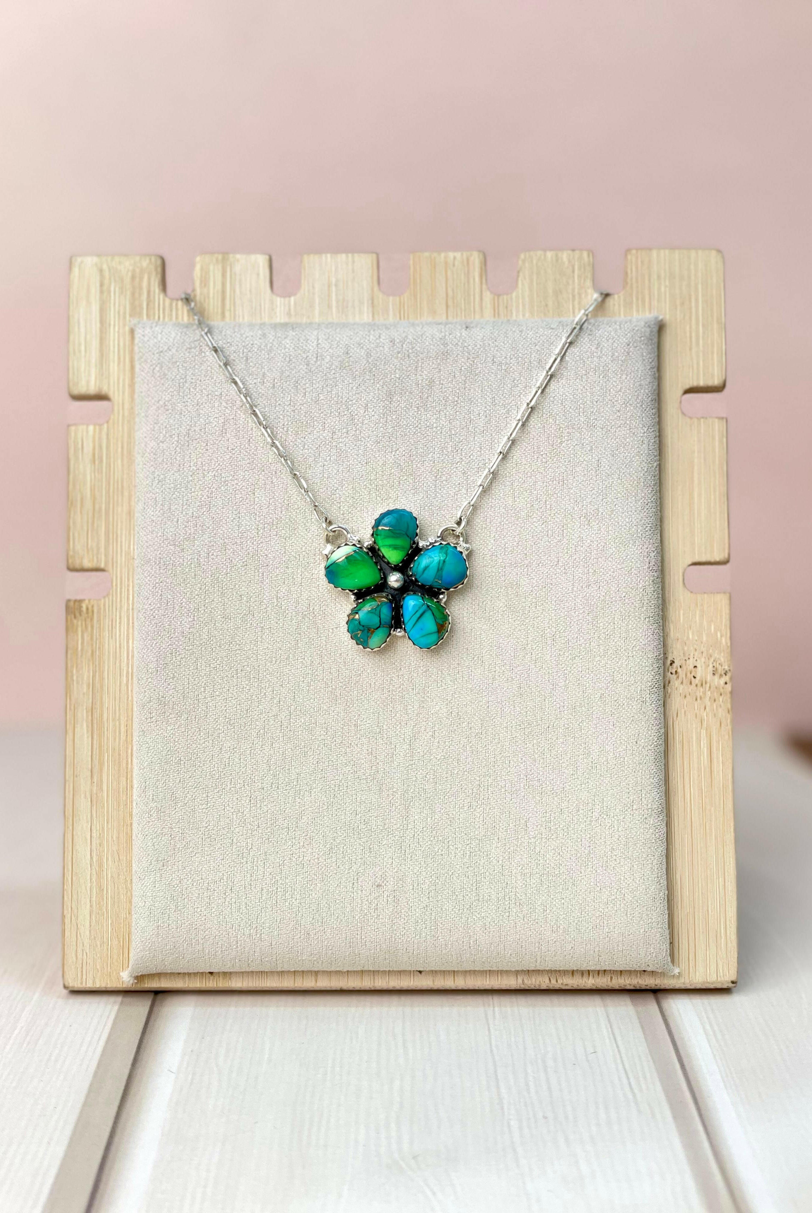 Peacock Dahlia Daisy Necklace-Necklaces-Krush Kandy, Women's Online Fashion Boutique Located in Phoenix, Arizona (Scottsdale Area)
