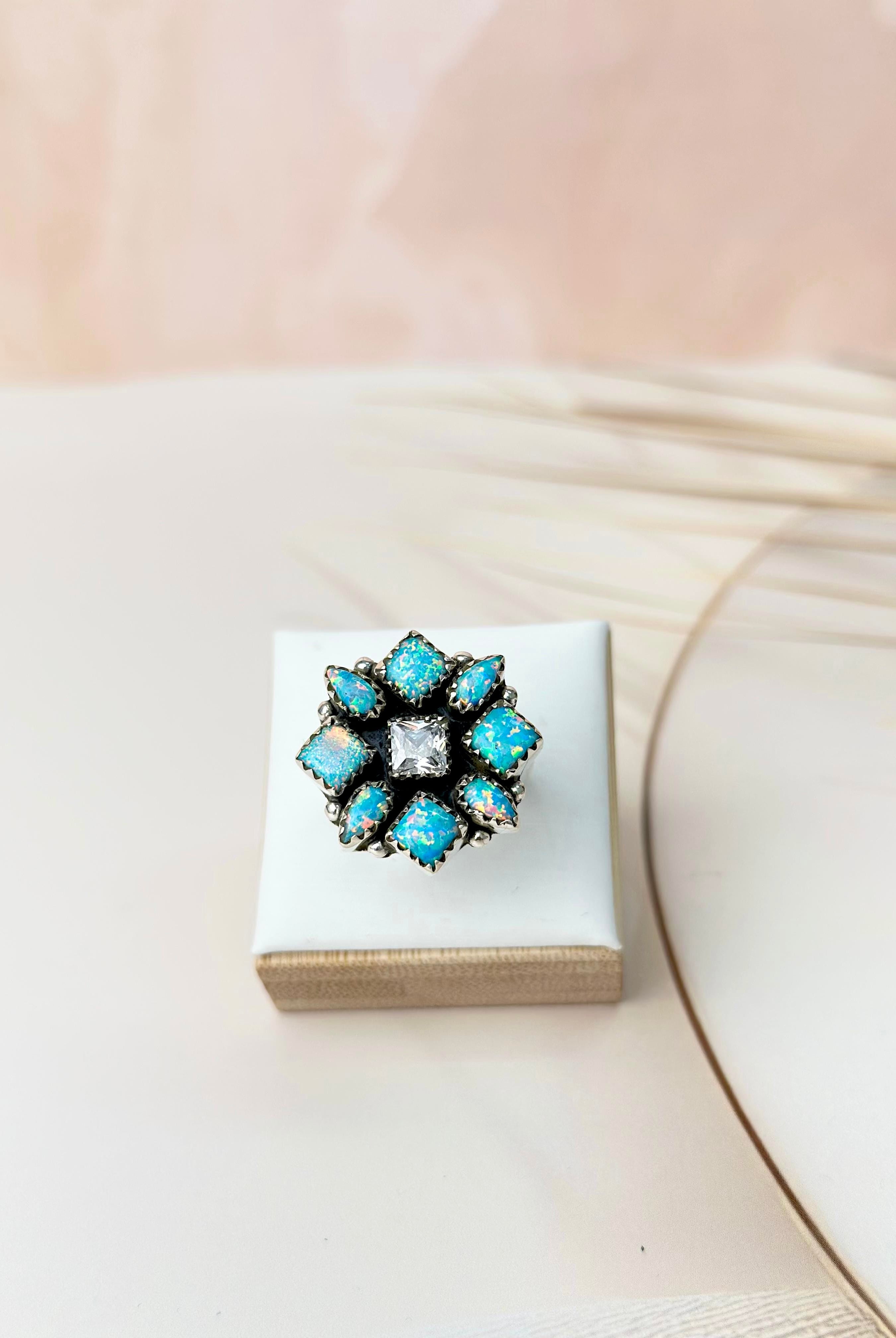 Multi Opal & Crystal Cluster Rings-Rings-Krush Kandy, Women's Online Fashion Boutique Located in Phoenix, Arizona (Scottsdale Area)