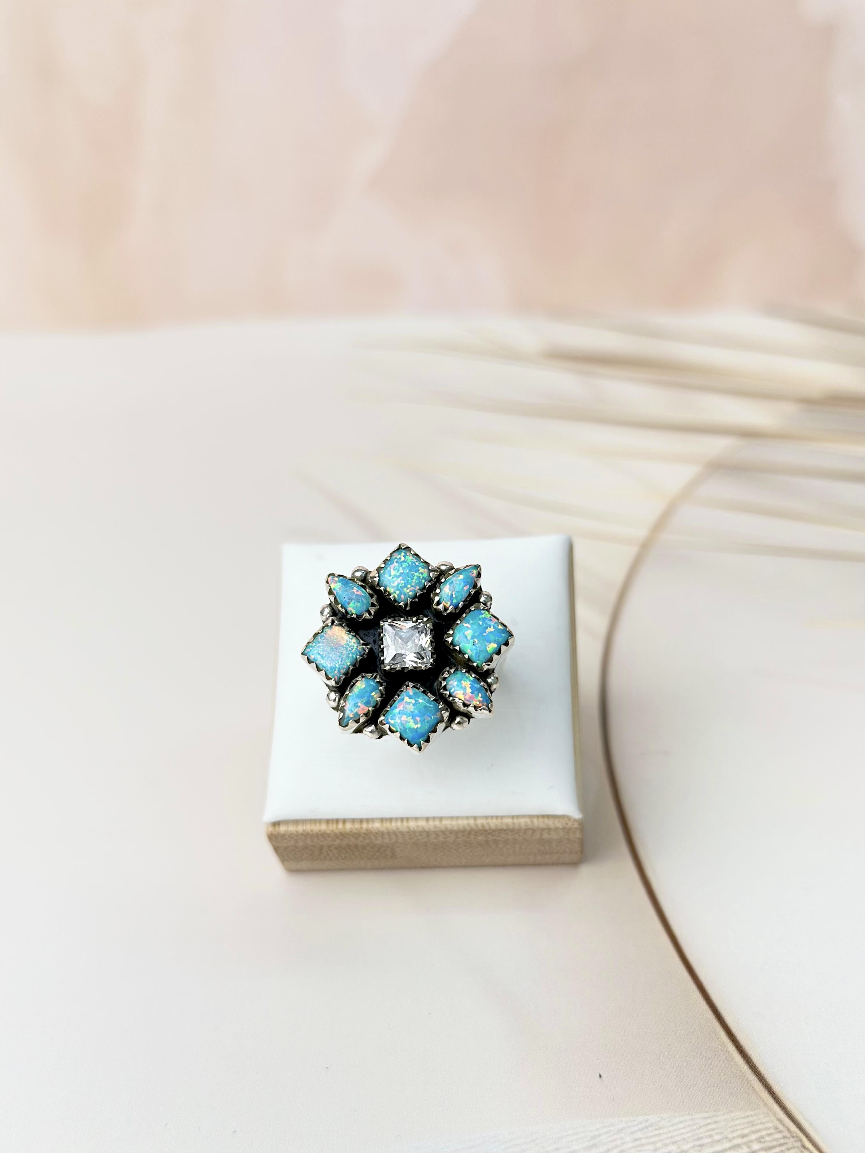 Multi Opal & Crystal Cluster Rings-Rings-Krush Kandy, Women's Online Fashion Boutique Located in Phoenix, Arizona (Scottsdale Area)