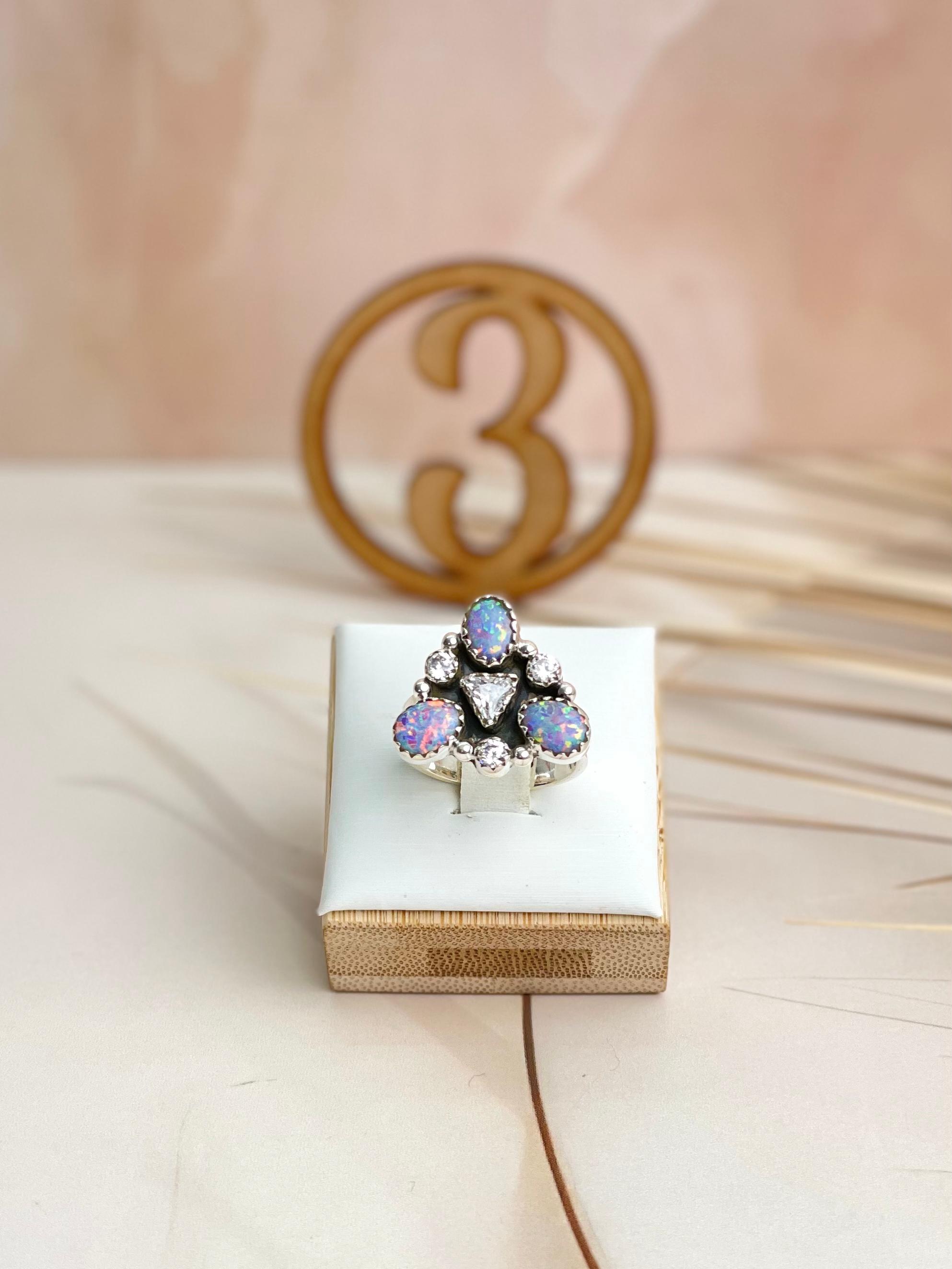 Opal Triad Cluster Rings-Rings-Krush Kandy, Women's Online Fashion Boutique Located in Phoenix, Arizona (Scottsdale Area)