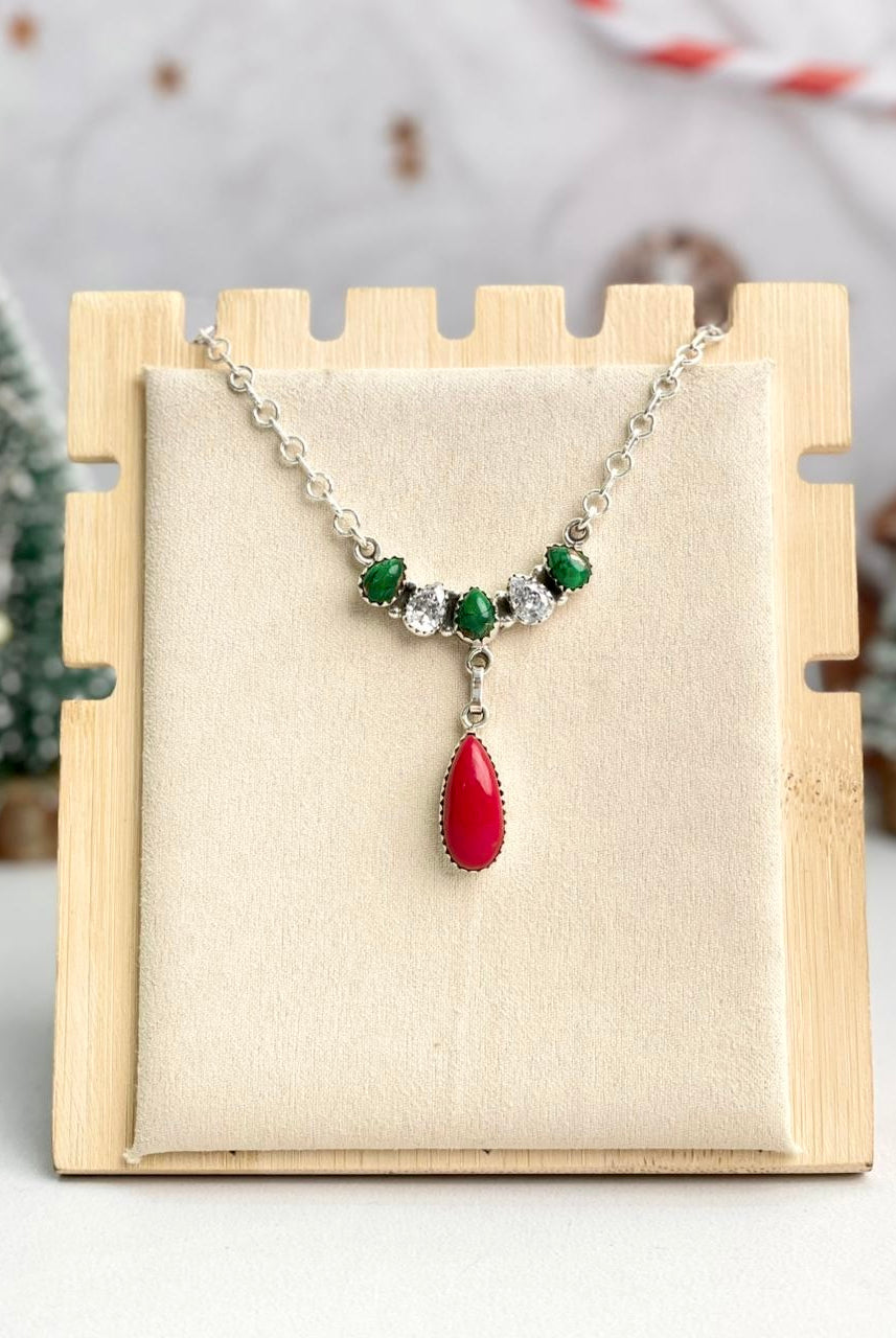 Rosarita Stone Drop Holiday Necklace-Necklaces-Krush Kandy, Women's Online Fashion Boutique Located in Phoenix, Arizona (Scottsdale Area)
