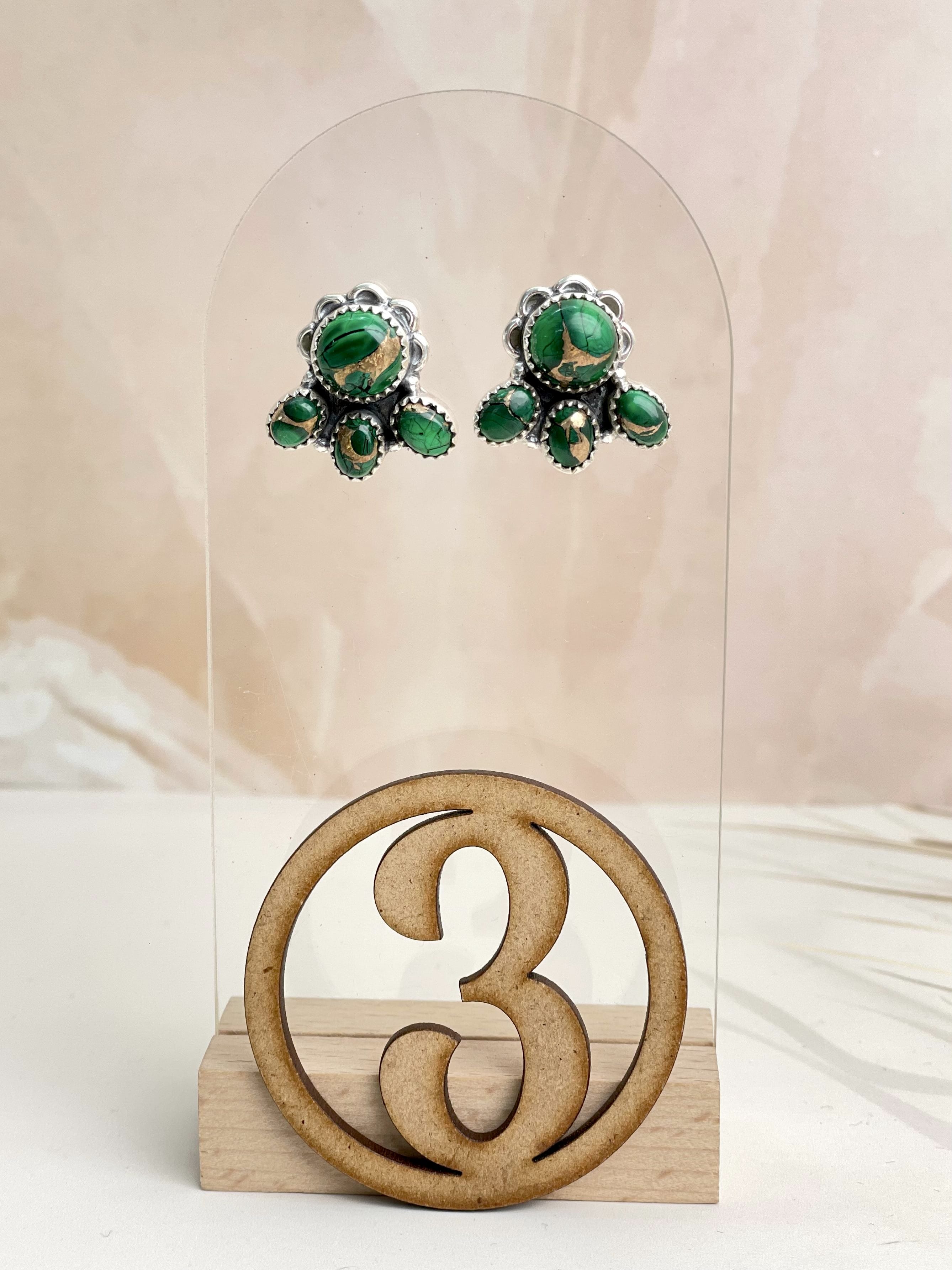 Irish Green Dahlia Studs sno 2-Earrings-Krush Kandy, Women's Online Fashion Boutique Located in Phoenix, Arizona (Scottsdale Area)