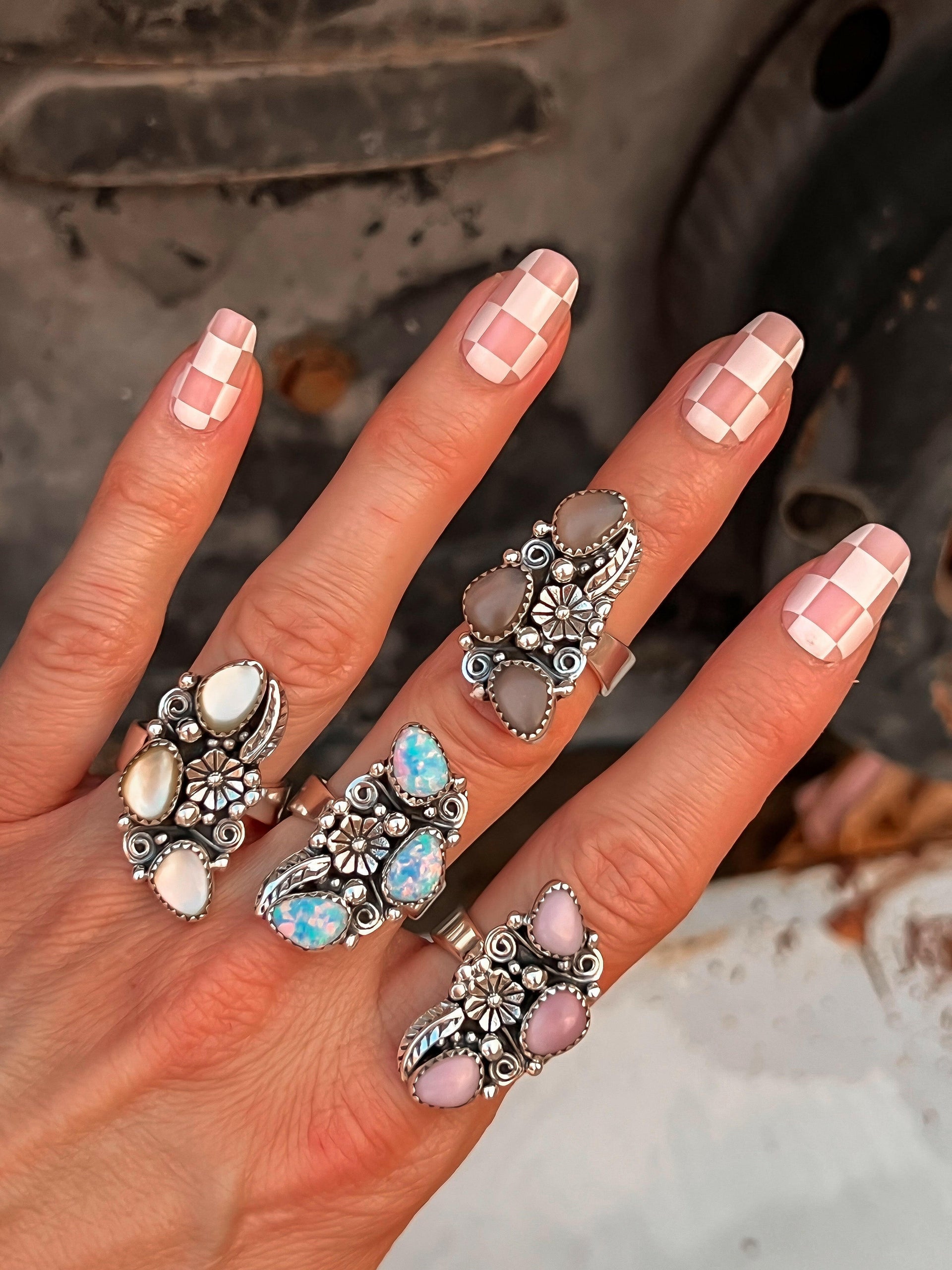 The Henley Triple Stone Flower Ring MADE TO ORDER-Cluster Rings-Krush Kandy, Women's Online Fashion Boutique Located in Phoenix, Arizona (Scottsdale Area)