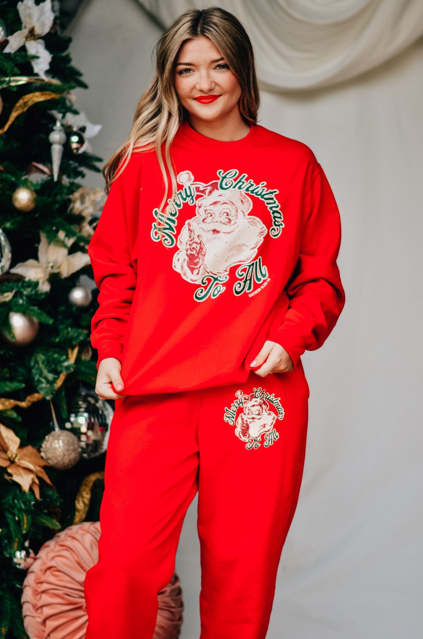 Vintage Santa Red Sweatshirt-Krush Kandy, Women's Online Fashion Boutique Located in Phoenix, Arizona (Scottsdale Area)