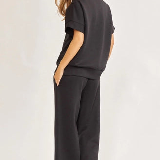 Short-Sleeved Quarter-Zip Lounge Set-2 Piece Outfit Sets-Krush Kandy, Women's Online Fashion Boutique Located in Phoenix, Arizona (Scottsdale Area)