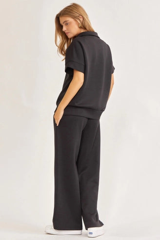 Short-Sleeved Quarter-Zip Lounge Set-2 Piece Outfit Sets-Krush Kandy, Women's Online Fashion Boutique Located in Phoenix, Arizona (Scottsdale Area)