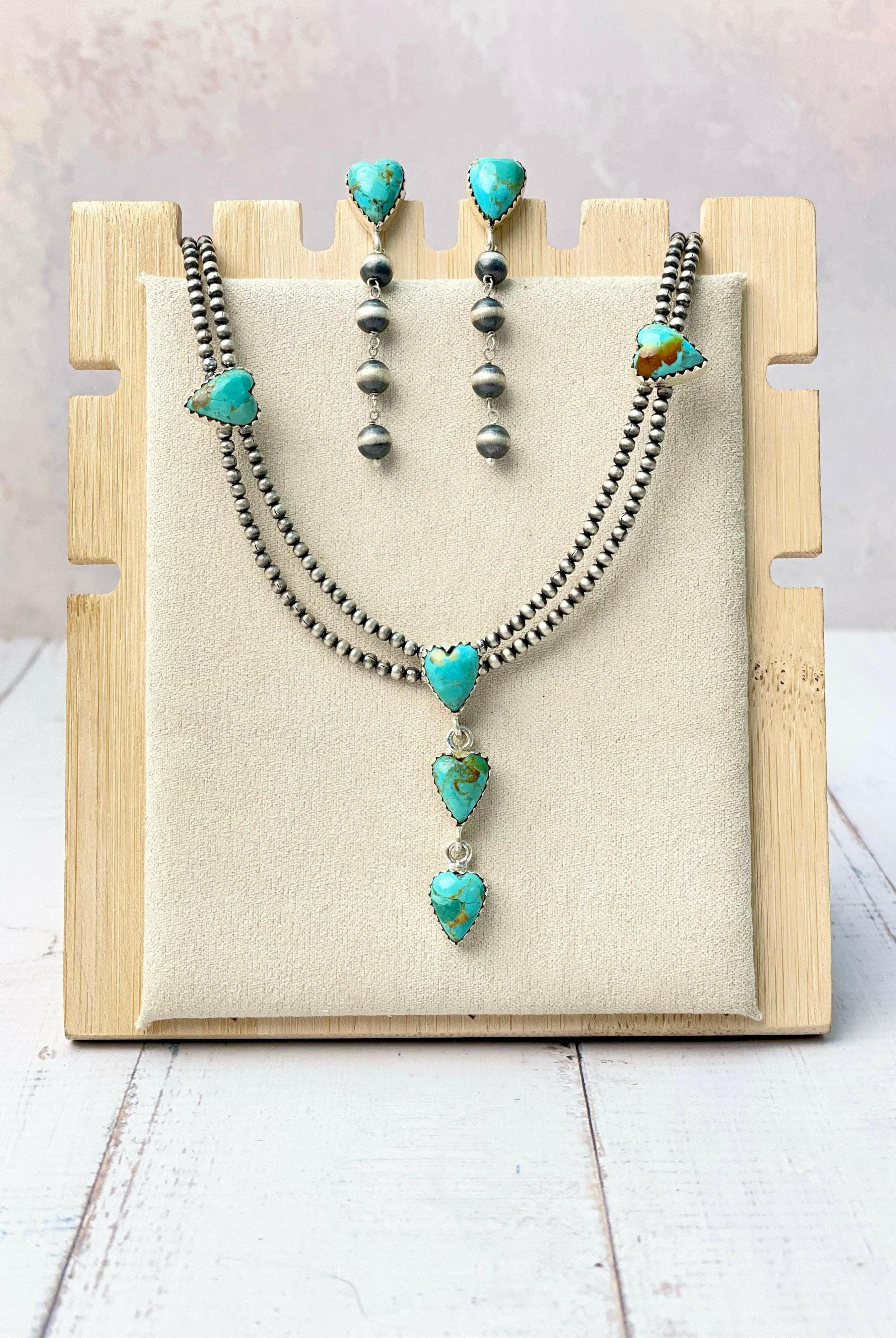 Heart On The Line Desert Pearl Necklace & Earrings Set-Necklaces-Krush Kandy, Women's Online Fashion Boutique Located in Phoenix, Arizona (Scottsdale Area)