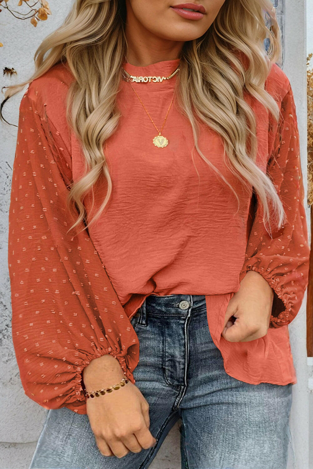 Loose Fit Balloon Sleeve Blouse-Long Sleeve Tops-Krush Kandy, Women's Online Fashion Boutique Located in Phoenix, Arizona (Scottsdale Area)
