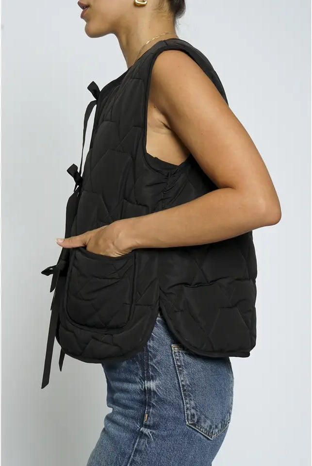 Padded Front Tie Vest-Vests-Krush Kandy, Women's Online Fashion Boutique Located in Phoenix, Arizona (Scottsdale Area)
