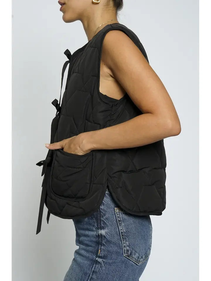 Padded Front Tie Vest-Vests-Krush Kandy, Women's Online Fashion Boutique Located in Phoenix, Arizona (Scottsdale Area)