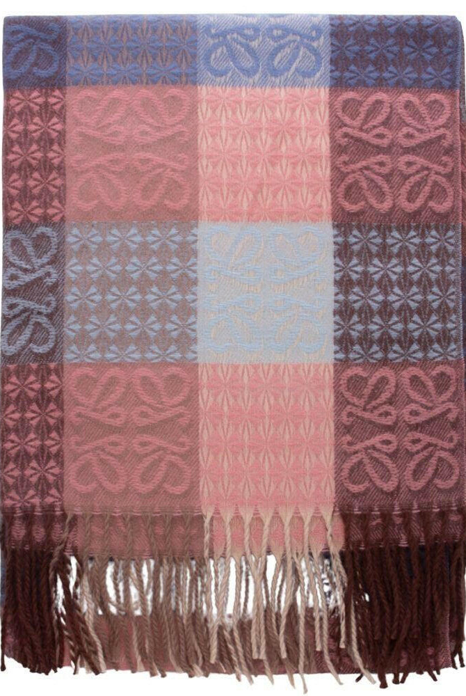 Color Block Plaid Scarf with Fringe and Butterfly Design-Scarves-Krush Kandy, Women's Online Fashion Boutique Located in Phoenix, Arizona (Scottsdale Area)