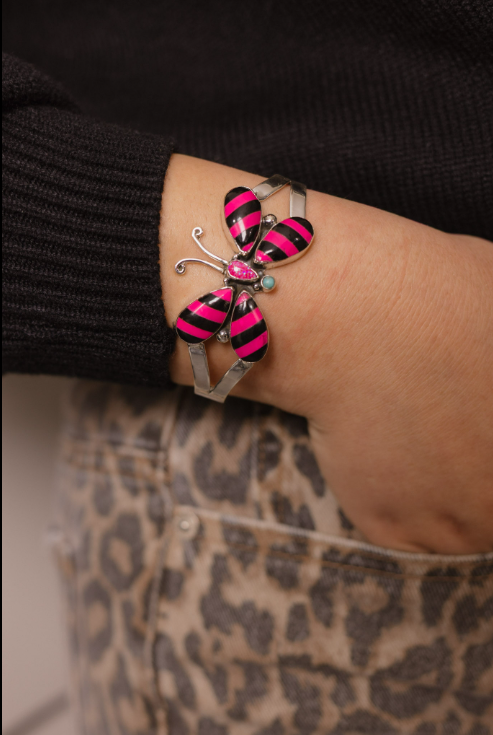 Butterfly Stripe Stone Cuff-Bracelets-Krush Kandy, Women's Online Fashion Boutique Located in Phoenix, Arizona (Scottsdale Area)