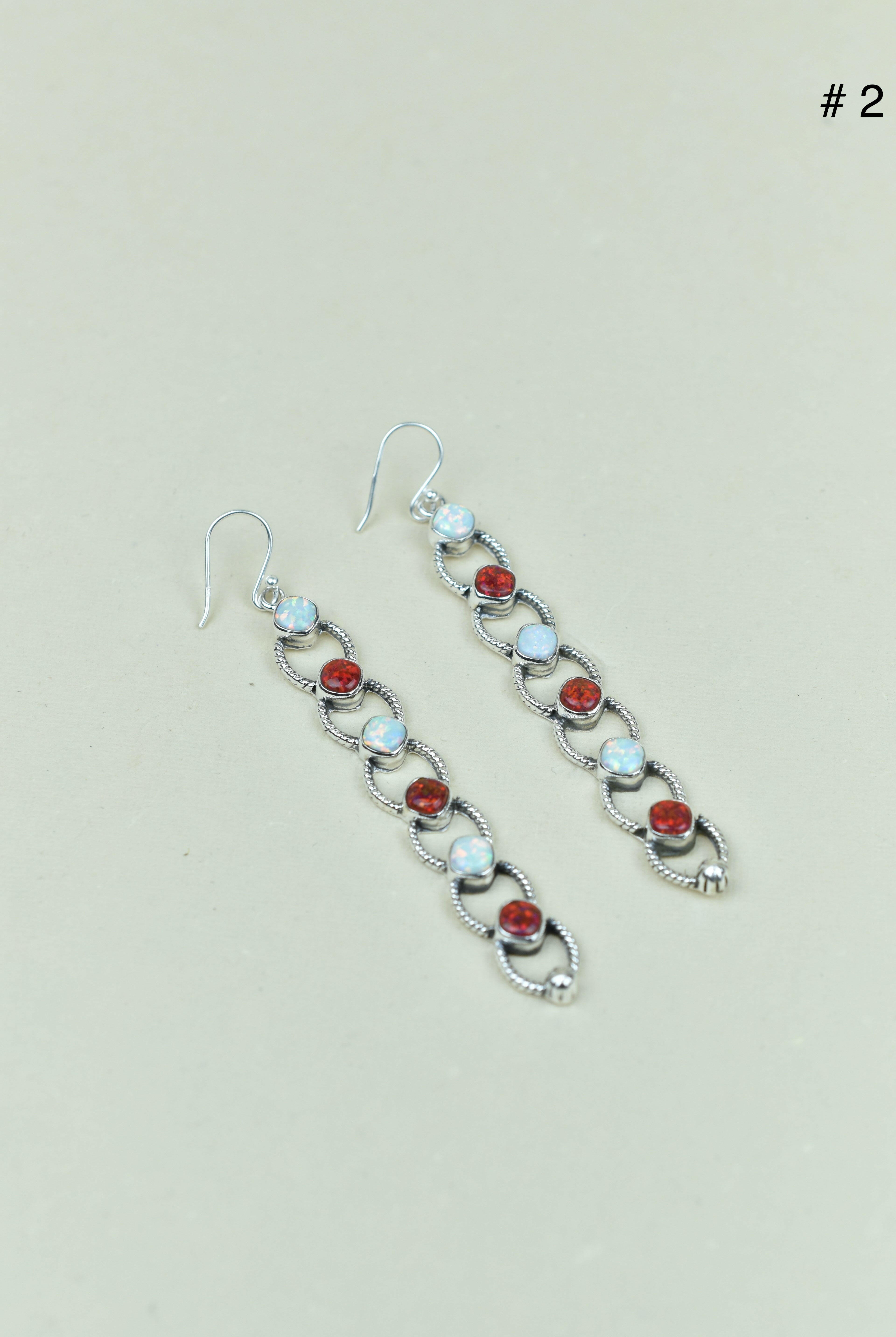 Sterling Silver Six Stone Cascading Earrings-Drop Earrings-Krush Kandy, Women's Online Fashion Boutique Located in Phoenix, Arizona (Scottsdale Area)