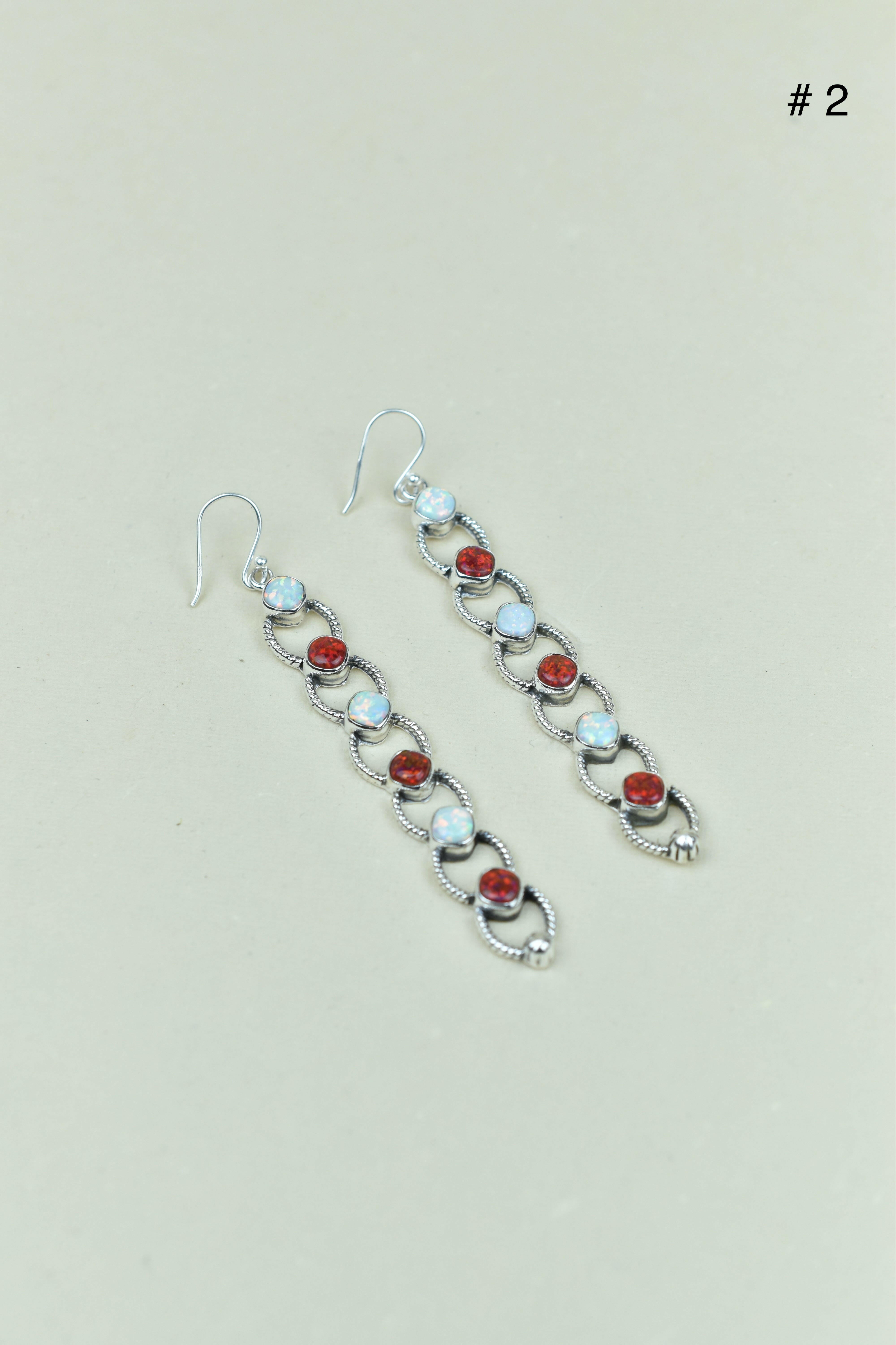 Sterling Silver Six Stone Cascading Earrings-Drop Earrings-Krush Kandy, Women's Online Fashion Boutique Located in Phoenix, Arizona (Scottsdale Area)