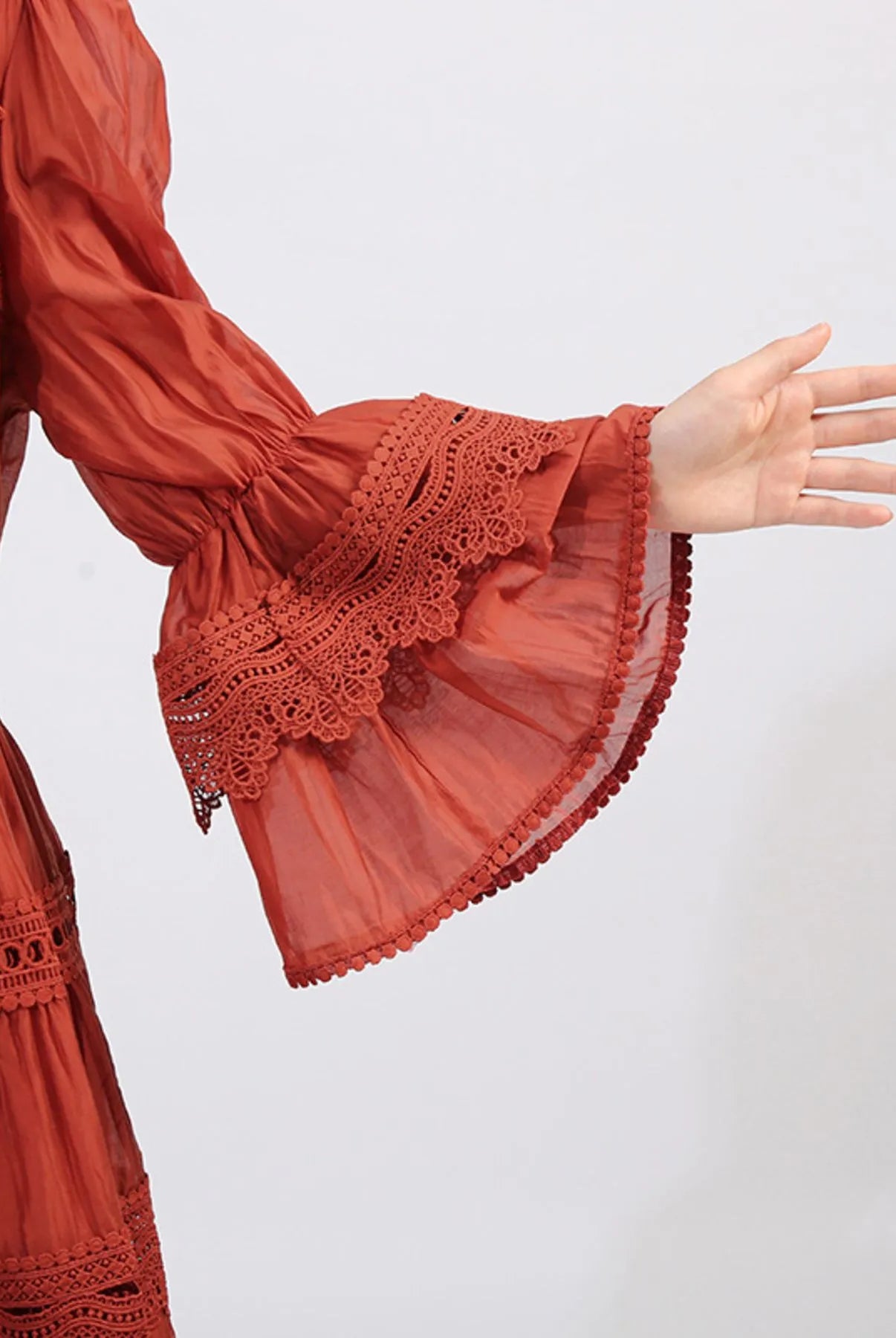 Ruffle Lace Trim Long Sleeve Dress-Dresses-Krush Kandy, Women's Online Fashion Boutique Located in Phoenix, Arizona (Scottsdale Area)