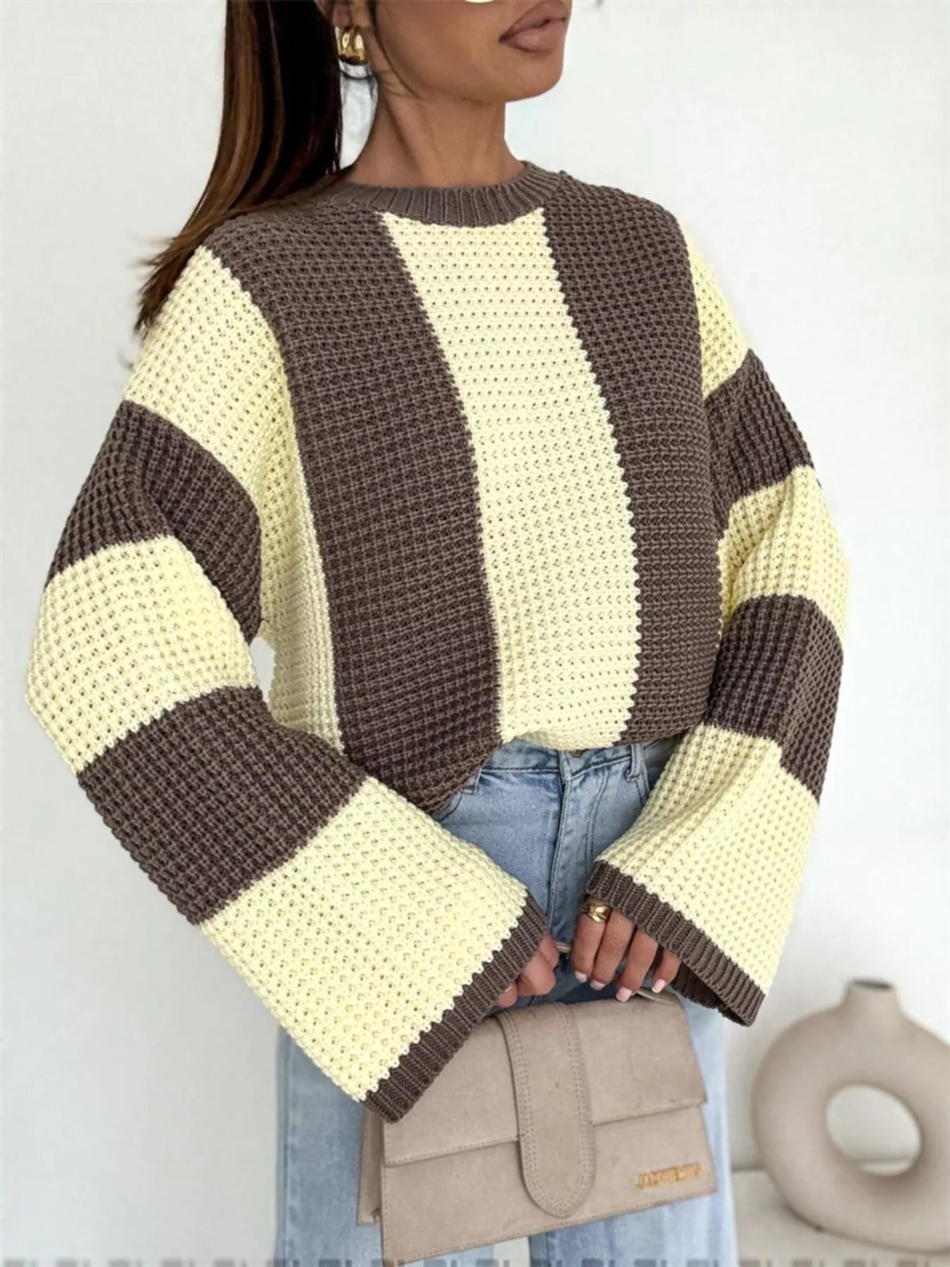 Color Block Long Sleeve Sweater-Sweater-Krush Kandy, Women's Online Fashion Boutique Located in Phoenix, Arizona (Scottsdale Area)