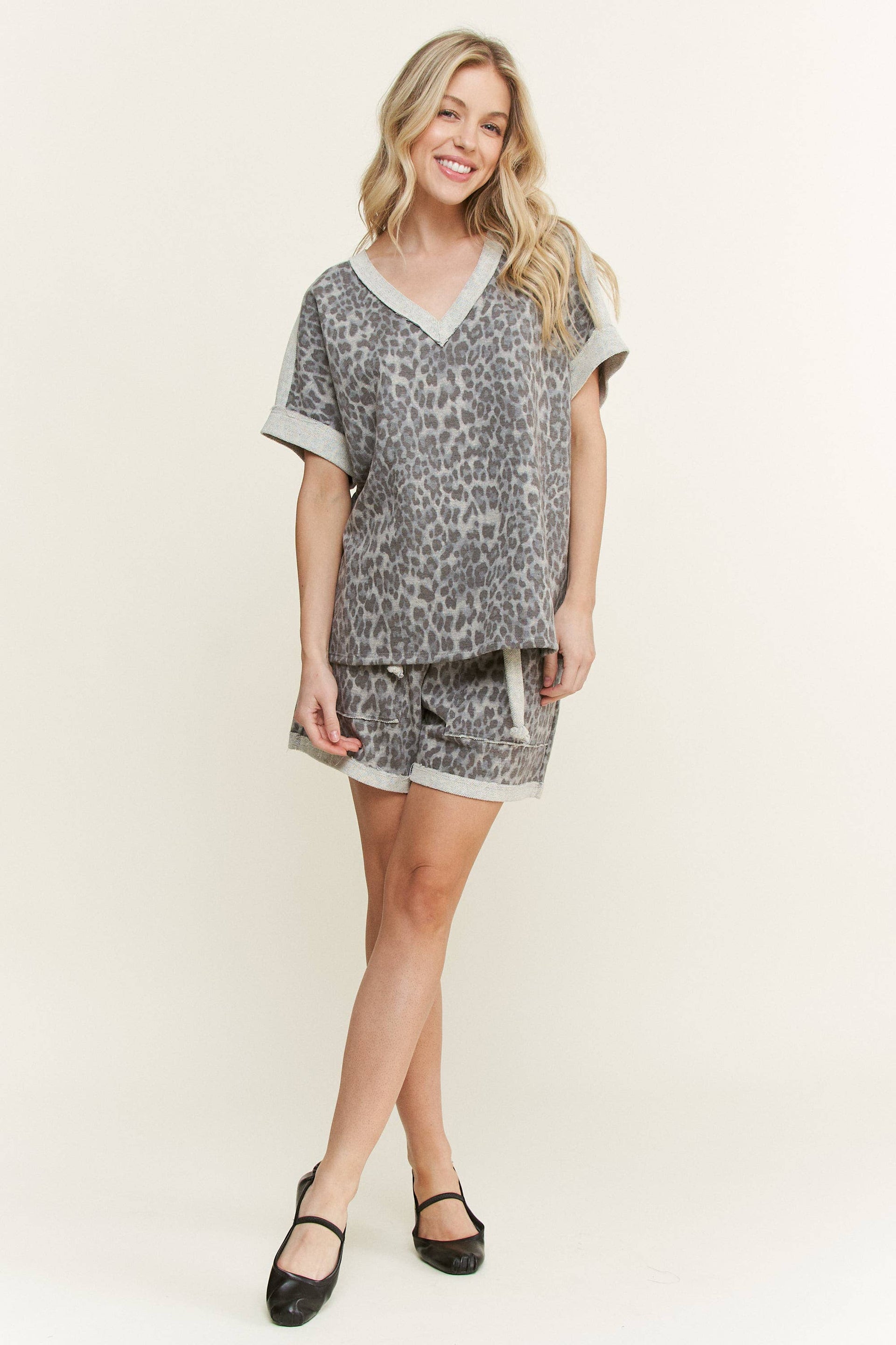 Mineral Washed Leopard Animal Print Shorts-Shorts-Krush Kandy, Women's Online Fashion Boutique Located in Phoenix, Arizona (Scottsdale Area)