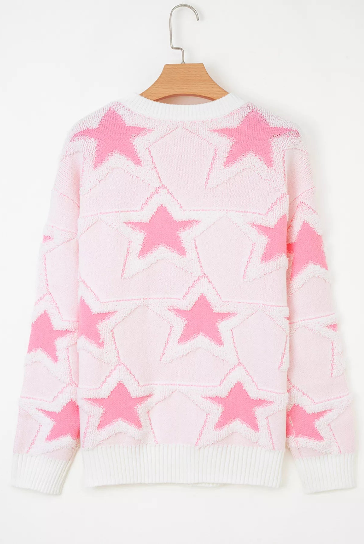 Oversized Star Pattern Ribbed Edge Drop Shoulder Sweater-Sweater-Krush Kandy, Women's Online Fashion Boutique Located in Phoenix, Arizona (Scottsdale Area)