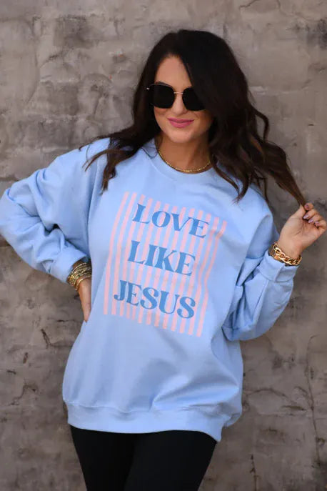 Love Like Jesus Sweatshirt - MADE TO ORDER-Graphic Tees-Krush Kandy, Women's Online Fashion Boutique Located in Phoenix, Arizona (Scottsdale Area)