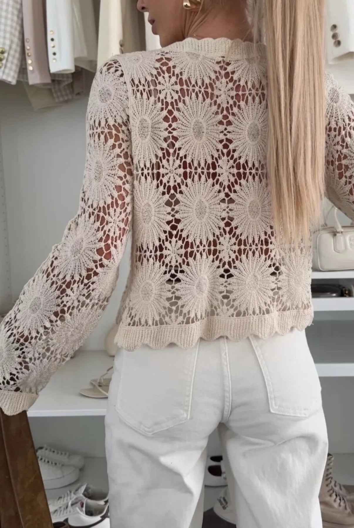 Lace V-Neck Button-Up Cardigan-Tops-Krush Kandy, Women's Online Fashion Boutique Located in Phoenix, Arizona (Scottsdale Area)