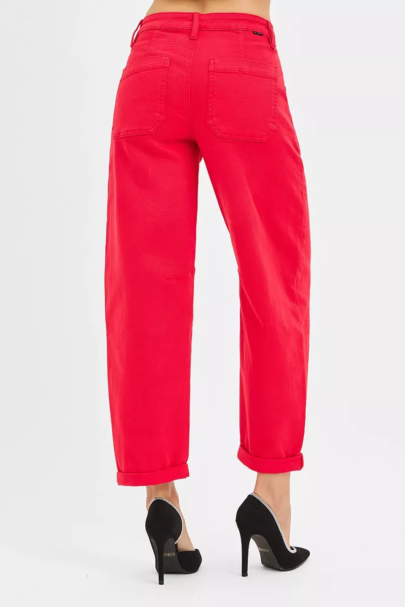 RISEN High Rise Ankle Cuffed Barrel Pants-Jeans-Krush Kandy, Women's Online Fashion Boutique Located in Phoenix, Arizona (Scottsdale Area)
