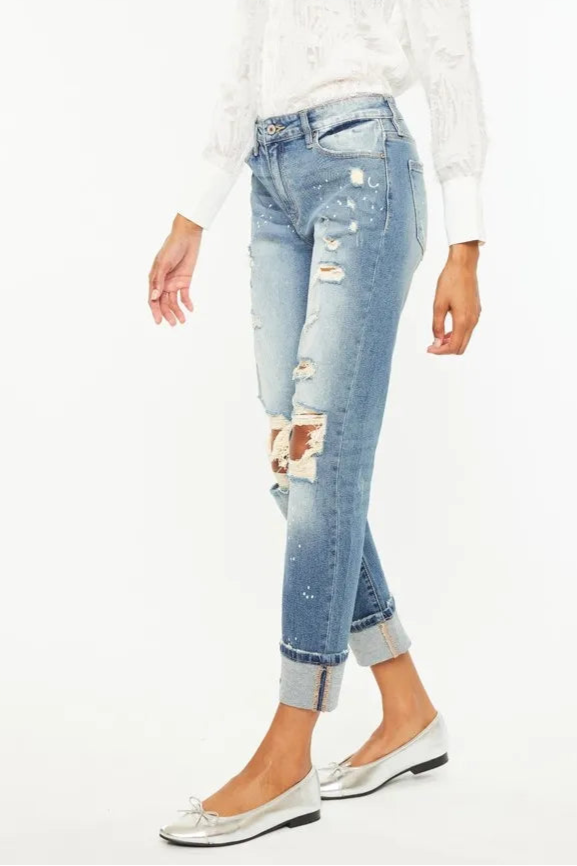 Kancan High Rise Distressed Boyfriend Fit Jeans-Denim-Krush Kandy, Women's Online Fashion Boutique Located in Phoenix, Arizona (Scottsdale Area)