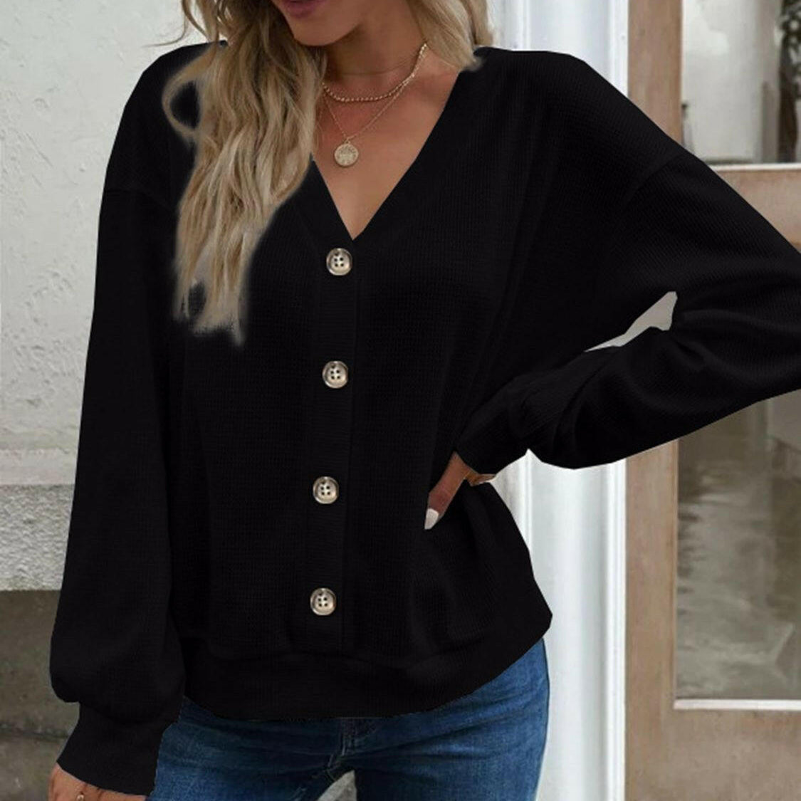V-Neck Dropped Shoulder Blouse-Krush Kandy, Women's Online Fashion Boutique Located in Phoenix, Arizona (Scottsdale Area)