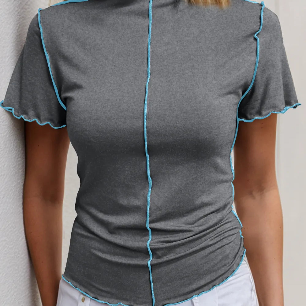 Ruffled Edge Mock Neck Top-Tops-Krush Kandy, Women's Online Fashion Boutique Located in Phoenix, Arizona (Scottsdale Area)