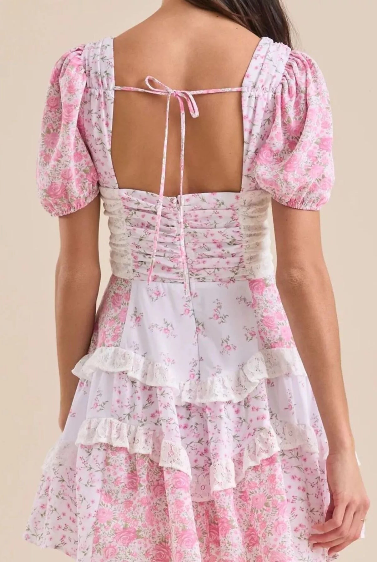 Floral Puff Sleeve Tiered Mini Dress-Dresses-Krush Kandy, Women's Online Fashion Boutique Located in Phoenix, Arizona (Scottsdale Area)