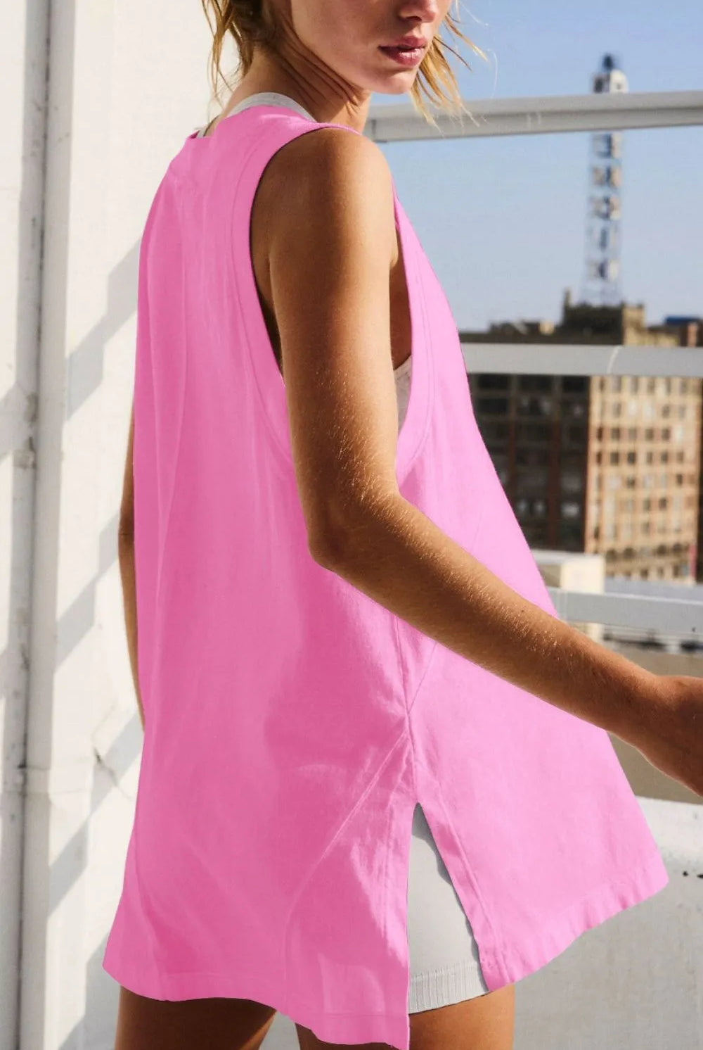 Side Slit V-Neck Tank-Tanks-Krush Kandy, Women's Online Fashion Boutique Located in Phoenix, Arizona (Scottsdale Area)