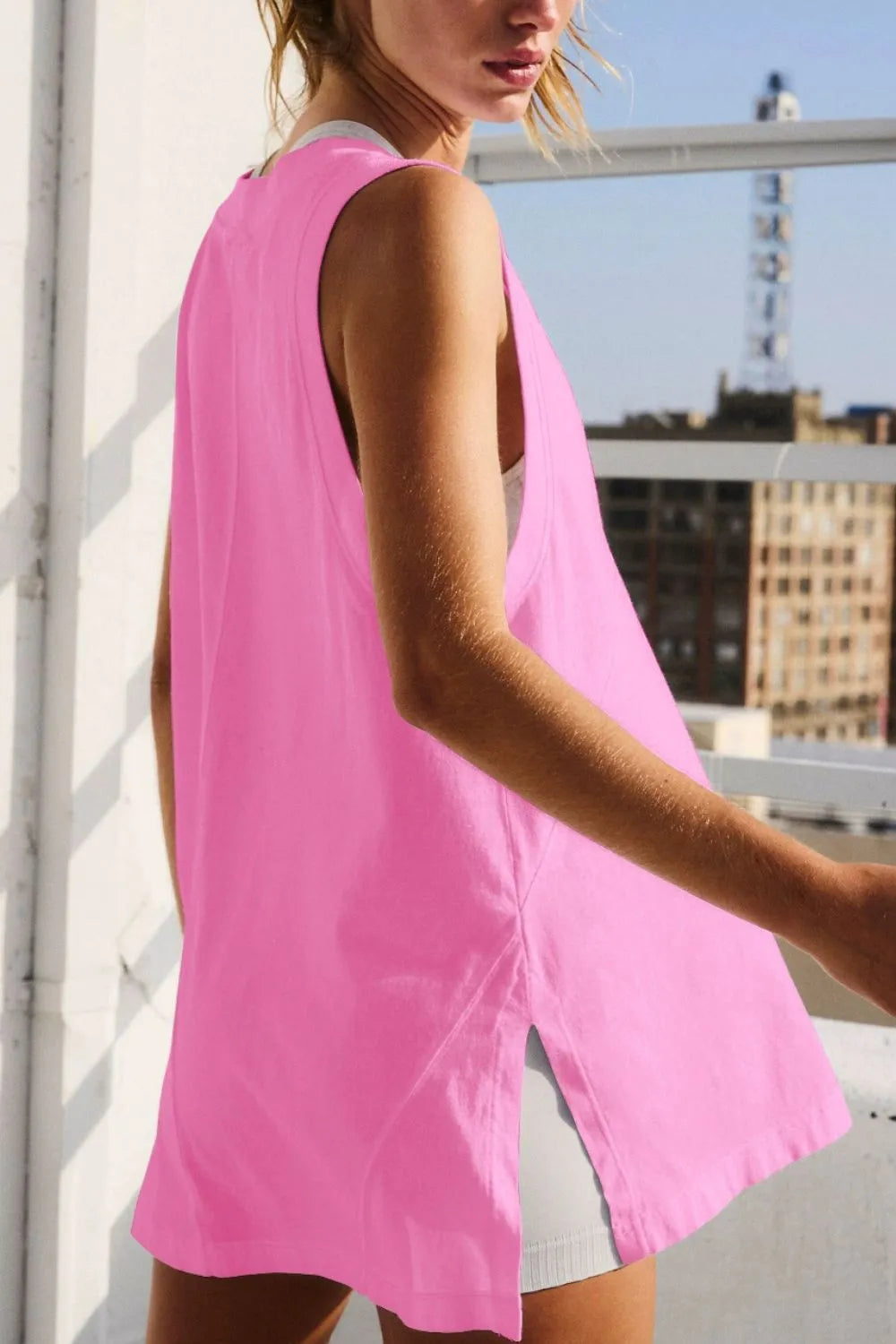 Side Slit V-Neck Tank-Tanks-Krush Kandy, Women's Online Fashion Boutique Located in Phoenix, Arizona (Scottsdale Area)