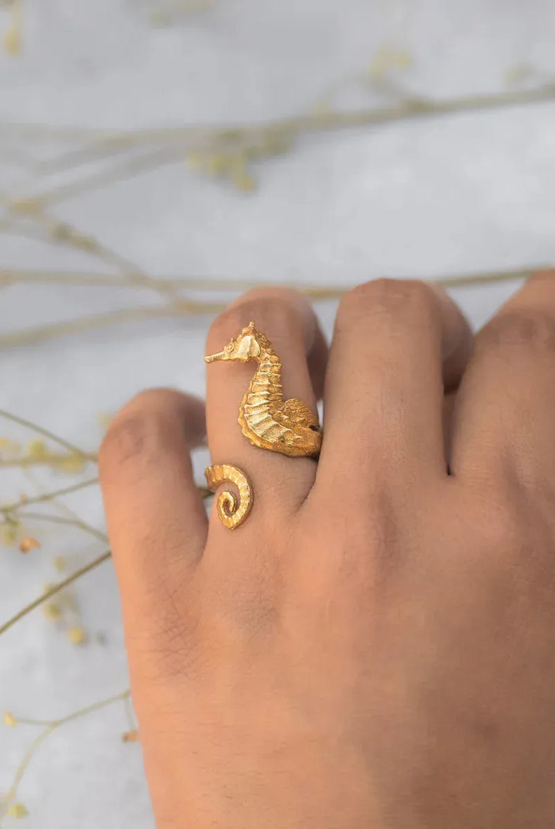 18K Gold-Plated Seahorse Wrap Adjustable Ring-Rings-Krush Kandy, Women's Online Fashion Boutique Located in Phoenix, Arizona (Scottsdale Area)