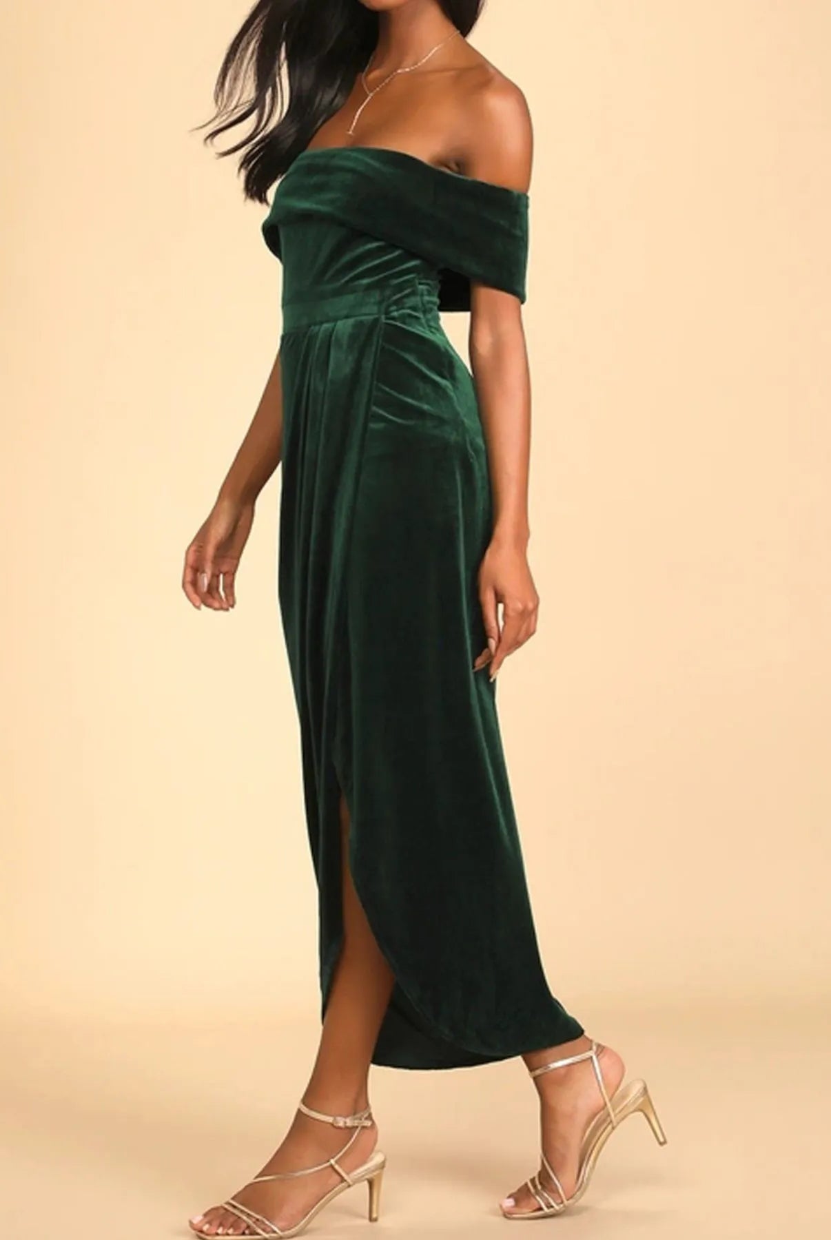 Off-Shoulder Wrap Dress with Side Slit-Dresses-Krush Kandy, Women's Online Fashion Boutique Located in Phoenix, Arizona (Scottsdale Area)