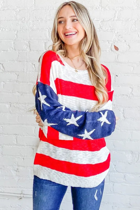 Stars & Stripes Forever Sweater-Sweaters-Krush Kandy, Women's Online Fashion Boutique Located in Phoenix, Arizona (Scottsdale Area)